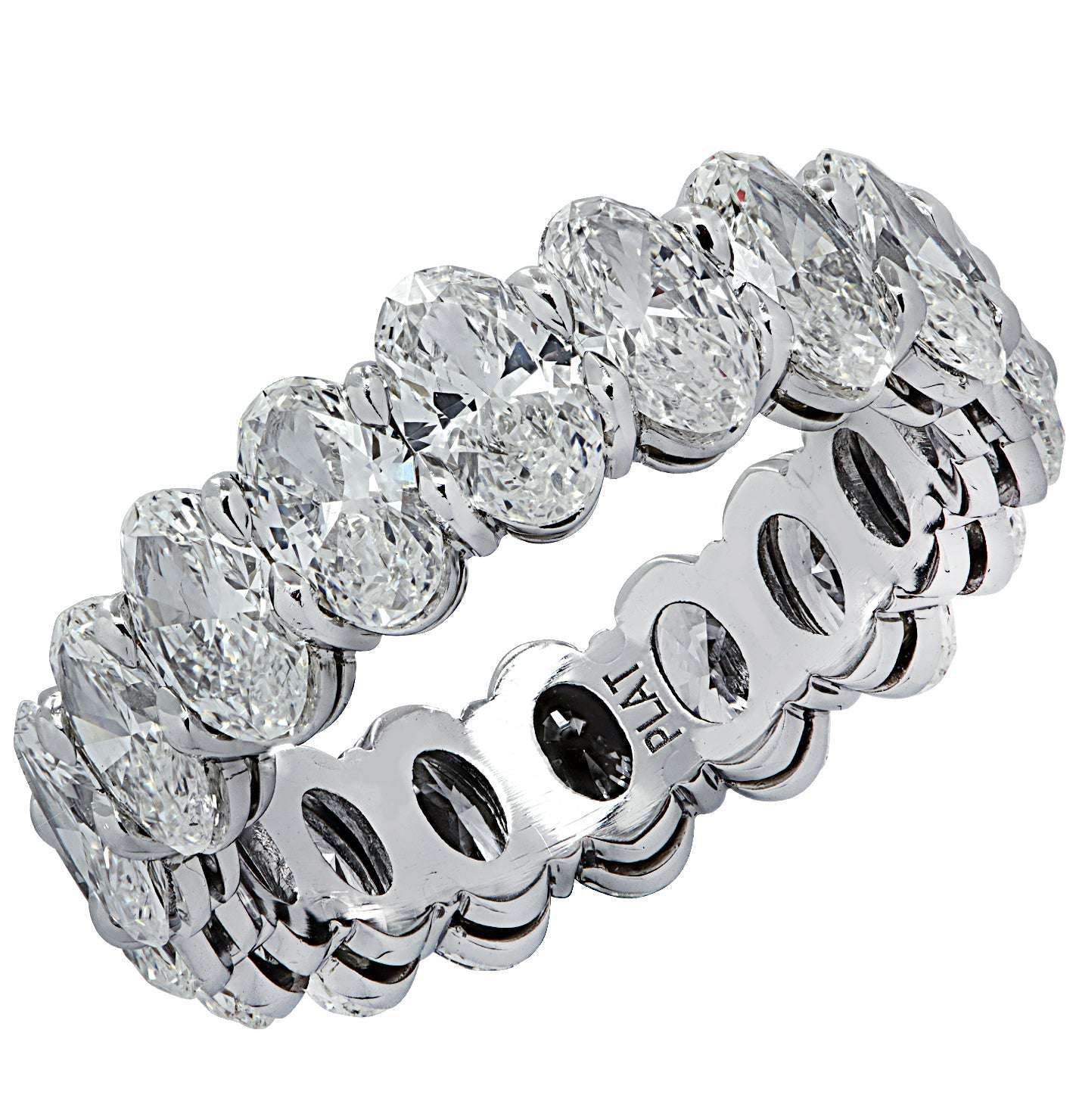 Vivid Diamonds 4.96 Carat Oval Diamond Eternity Band in Platinum featuring emerald cut diamonds, showcasing luxury and elegance.