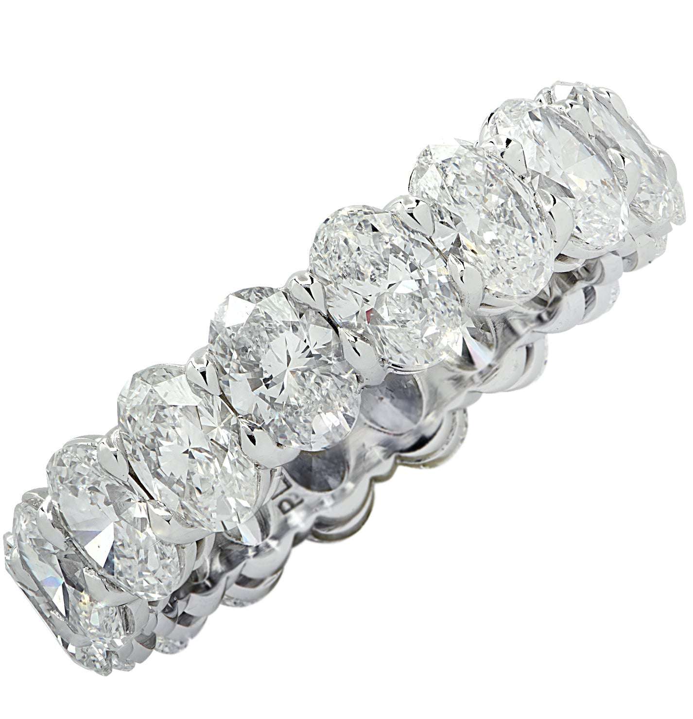 4.33 Carat Oval Cut Diamond Eternity Band in Platinum by Vivid Diamonds, showcasing a stunning array of diamond craftsmanship in a luxurious design.