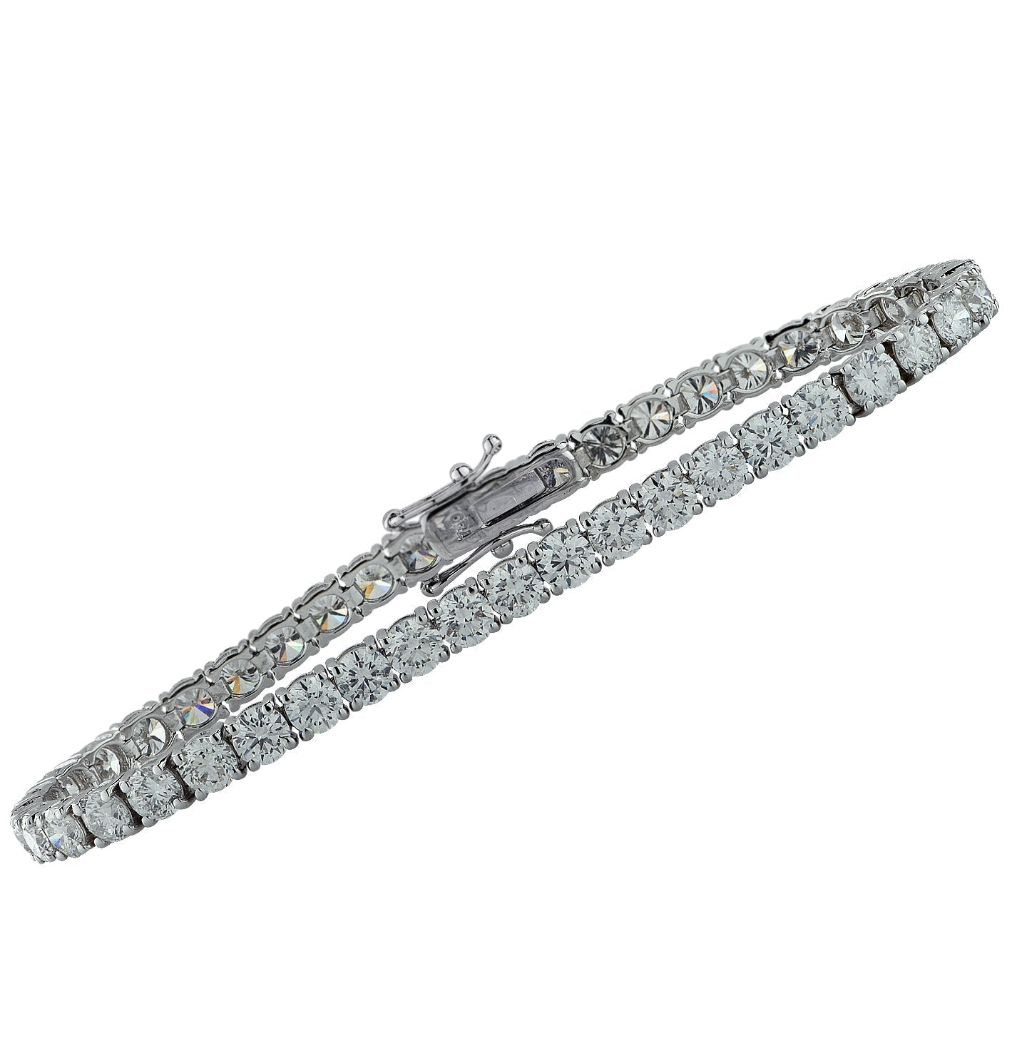 Vivid Diamonds 10.40 Carat Diamond Tennis Bracelet featuring 44 round brilliant cut diamonds set in elegant white gold, showcasing timeless luxury and sophistication.