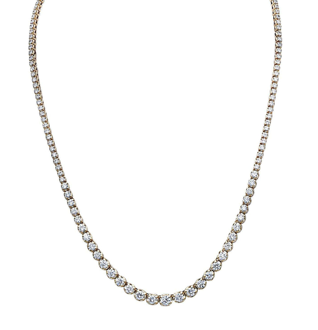 Elegant Vivid Diamonds 6.70 Ct Yellow Gold Diamond Riviere Necklace featuring a stunning array of 146 brilliant cut diamonds, perfect for formal occasions.