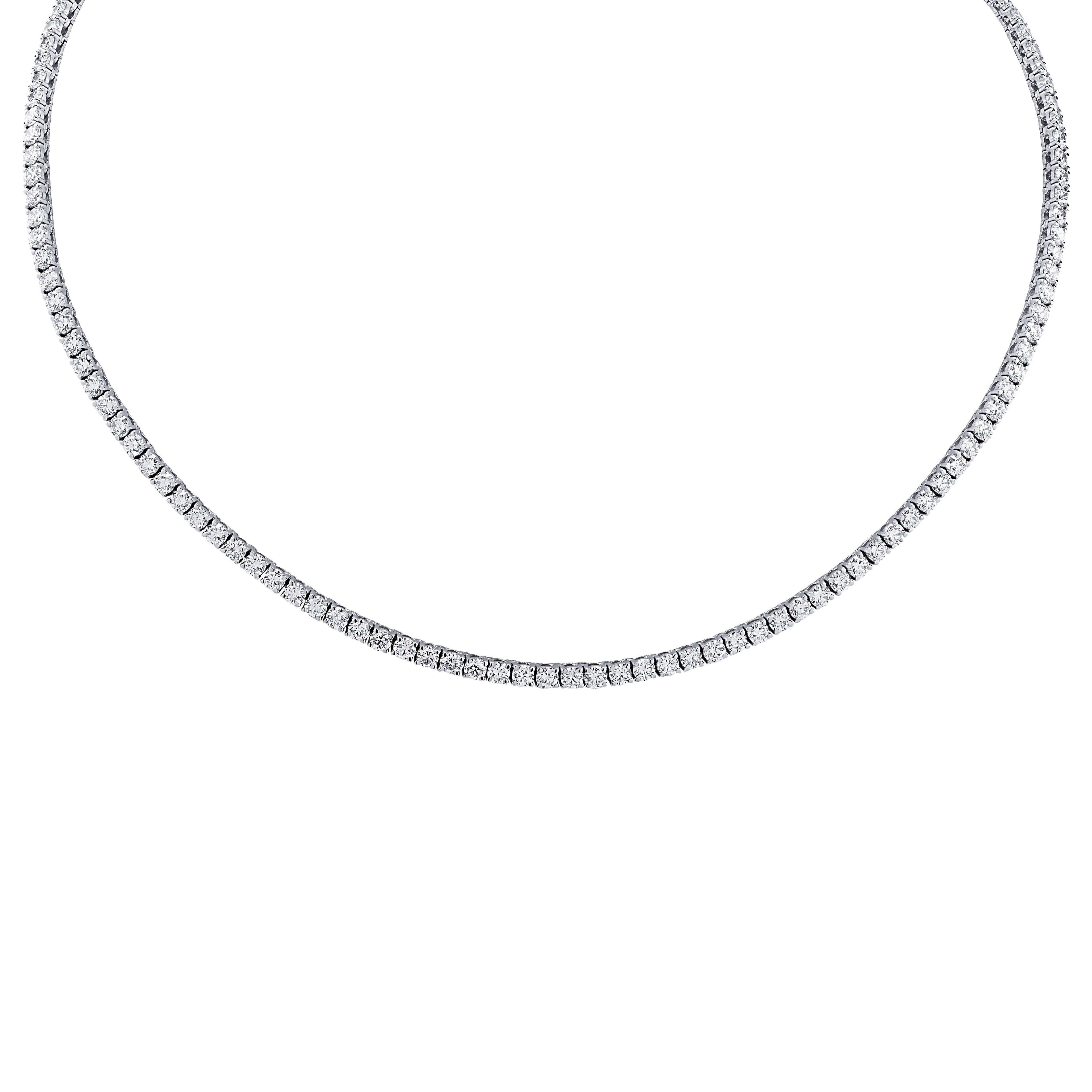 Vivid Diamonds 7.40 Carat Straight Line Diamond Tennis Necklace-V38437 Vivid Diamonds