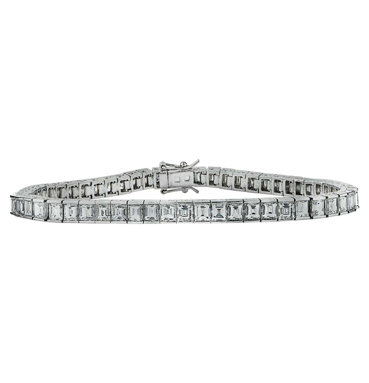 Mid Century 12.02 Carat Carre' Cut Diamond Tennis Bracelet -V41911 Vivid Diamonds