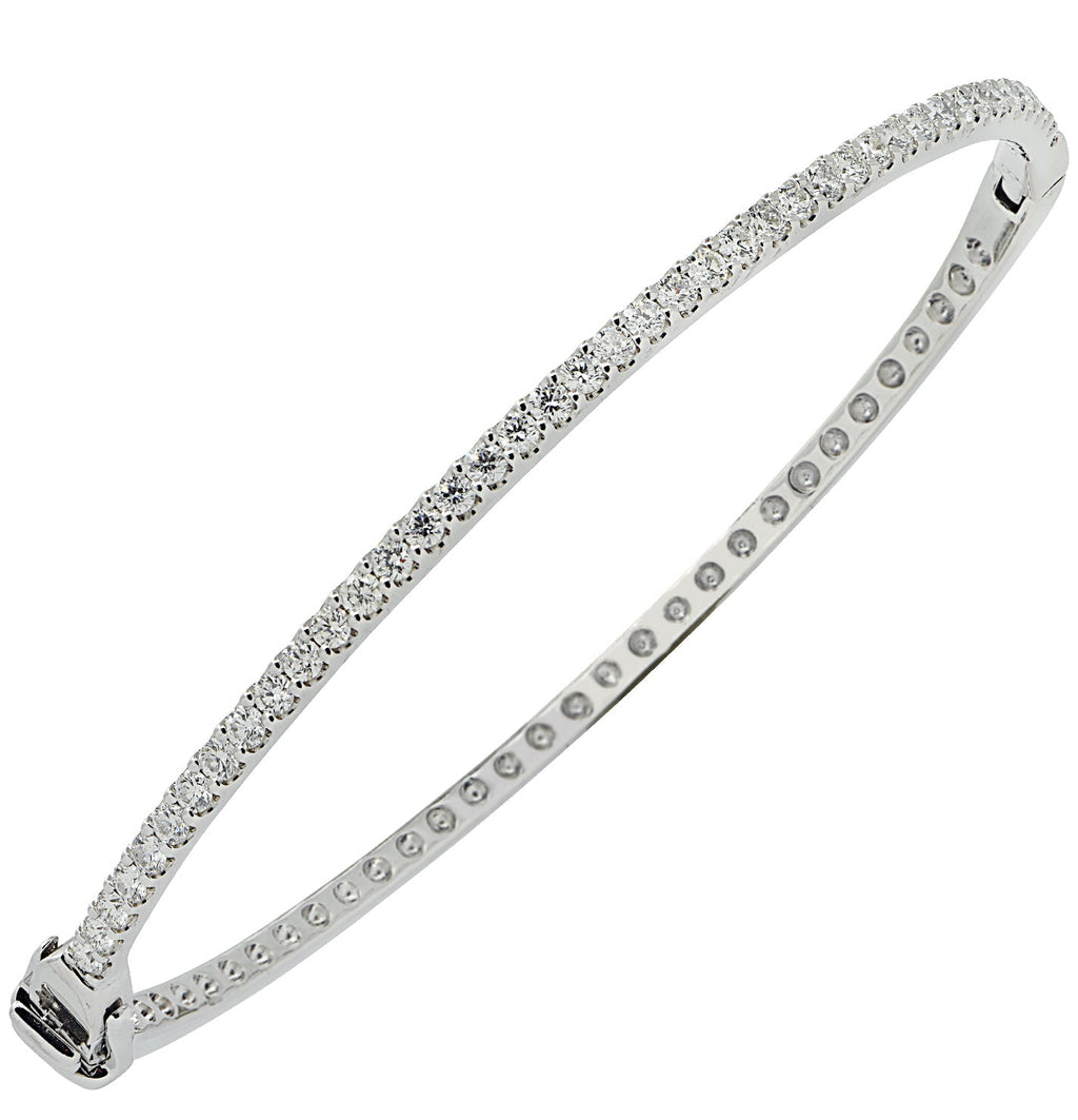 Elegant 14k White Gold Diamond Bracelet by Vivid Diamonds featuring 42 round diamonds totaling 1.08 carats in G-H SI quality, exuding luxury and timeless sophistication.