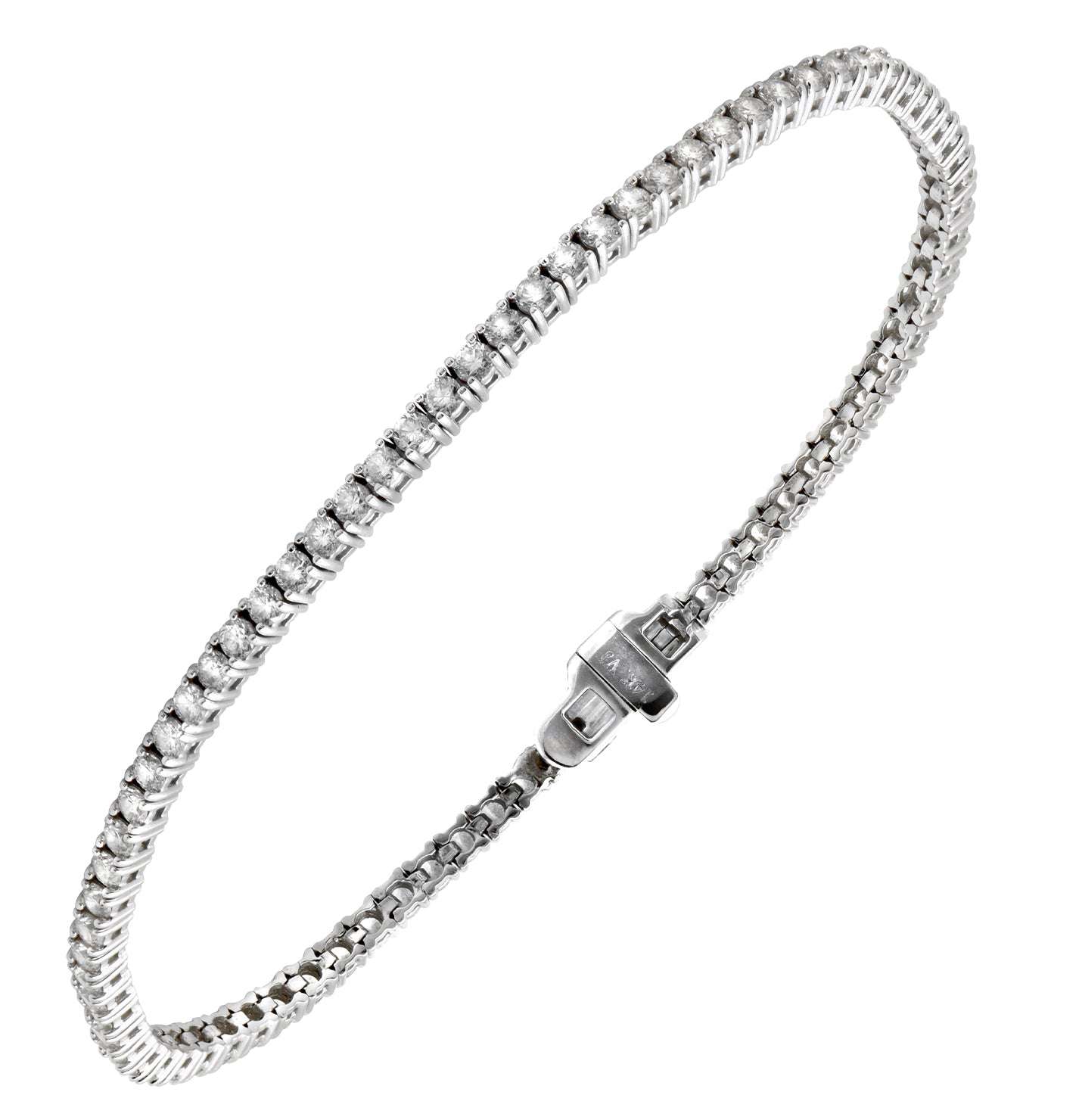 Vivid Diamonds 2.03 Ct 18K White Gold Diamond Tennis Bracelet showcasing a stunning array of 81 round brilliant diamonds, highlighting its luxury and elegance.