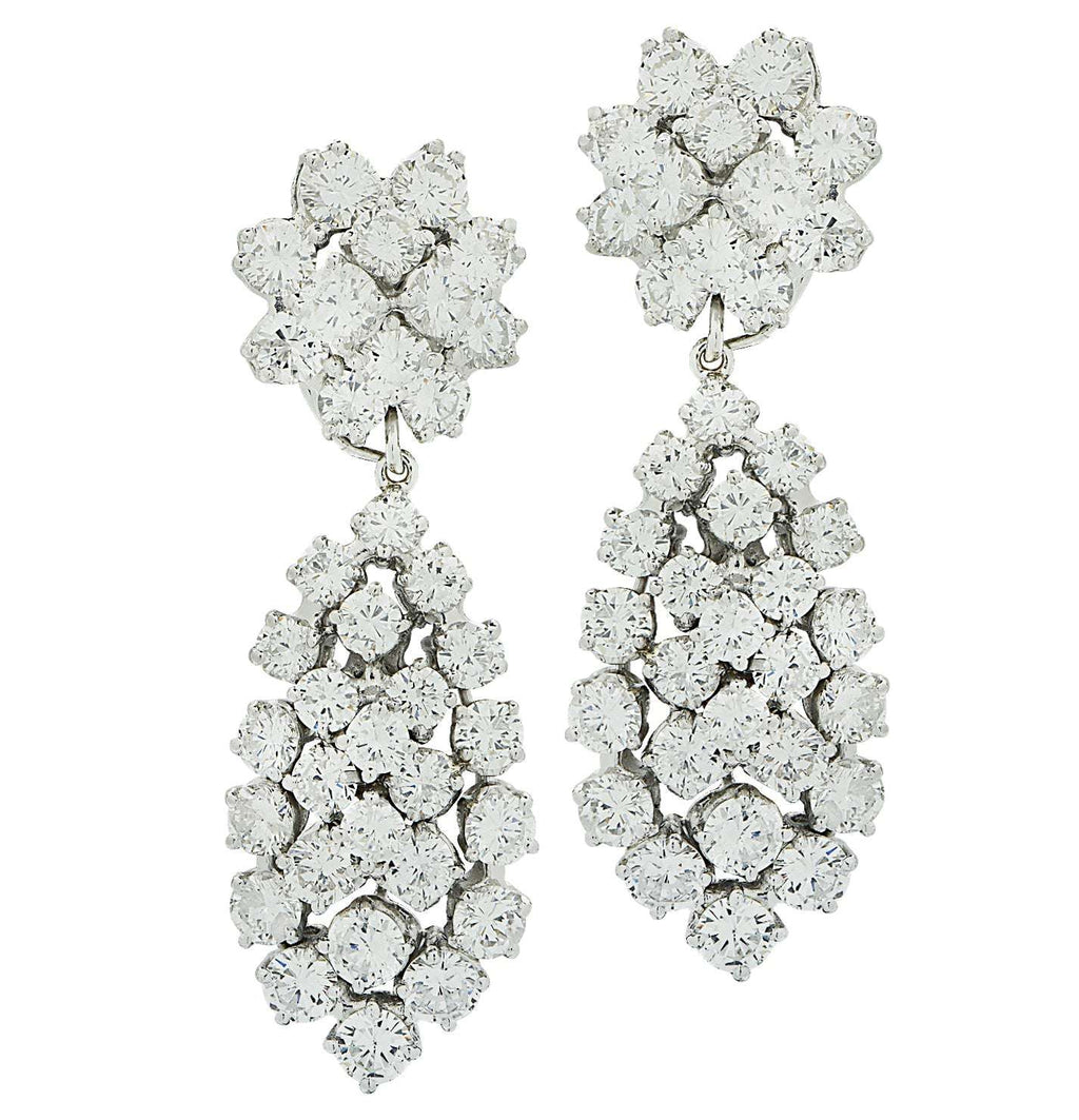 Vivid Diamonds 10 Carat Clip-On Dangle Earrings featuring 72 brilliant cut diamonds in dazzling white gold, showcasing luxury and elegance.