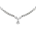 Stunning 7.51 Ct Diamond Pear Drop Necklace by Vivid Diamonds featuring a pear-shaped diamond drop and a dazzling arrangement of marquise and round cut diamonds set in 18K white gold.