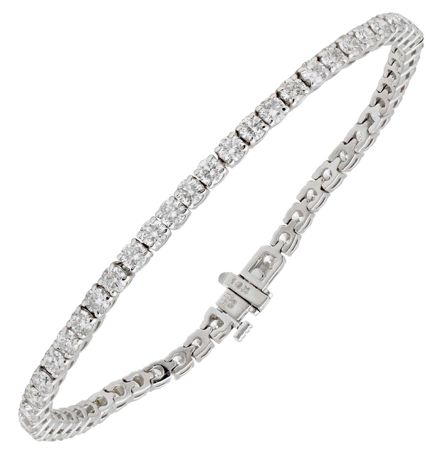 Exquisite 14K White Gold Diamond Bracelet with 51 Stones and 6.15 Carats by Vivid Diamonds, showcasing a stunning design with shimmering diamonds elegantly set in a high-quality white gold setting.