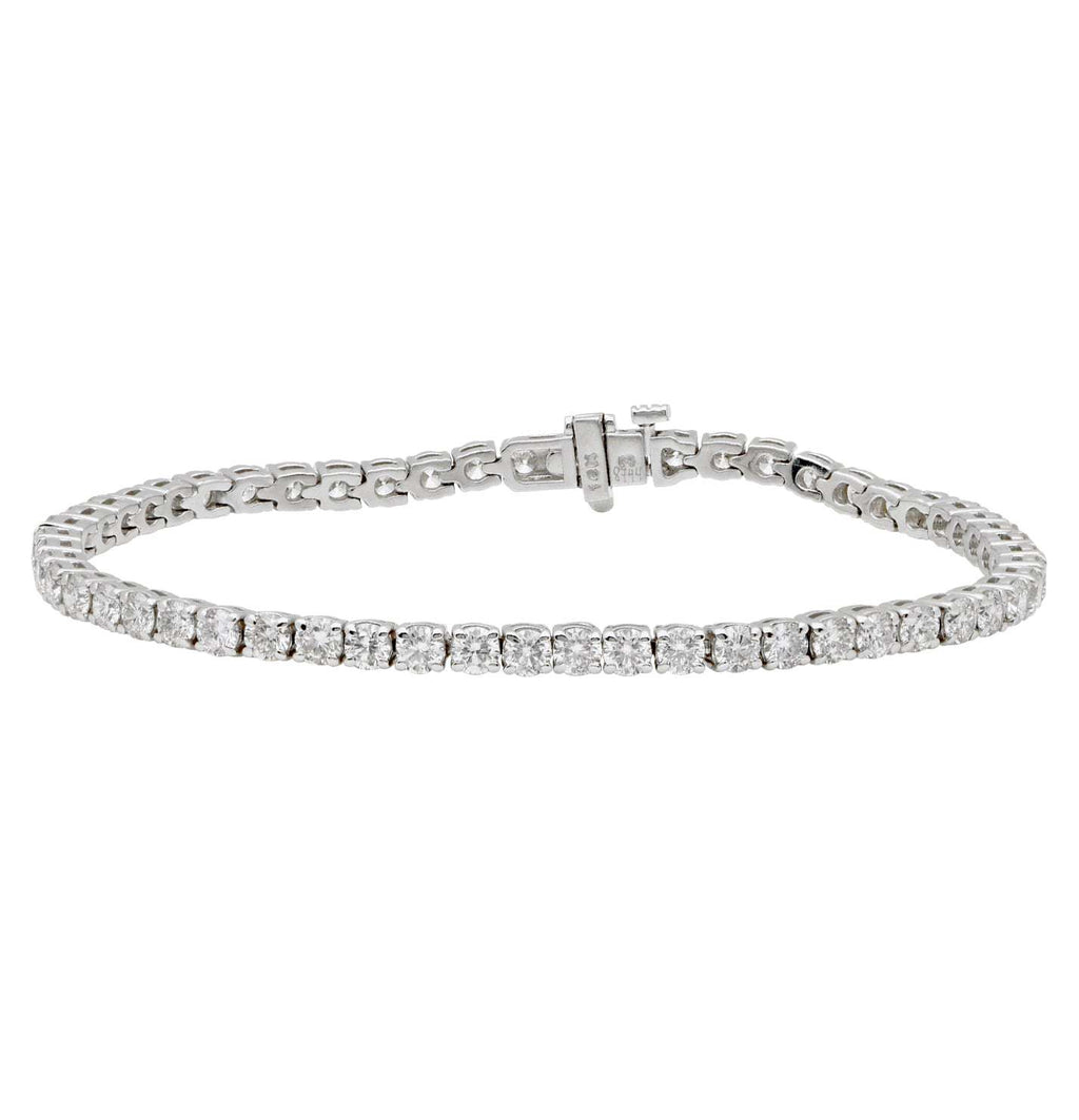 Exquisite 14K White Gold Diamond Bracelet with 51 Stones, 6.15 Carats by Vivid Diamonds, showcasing luxurious craftsmanship and sparkling brilliance.