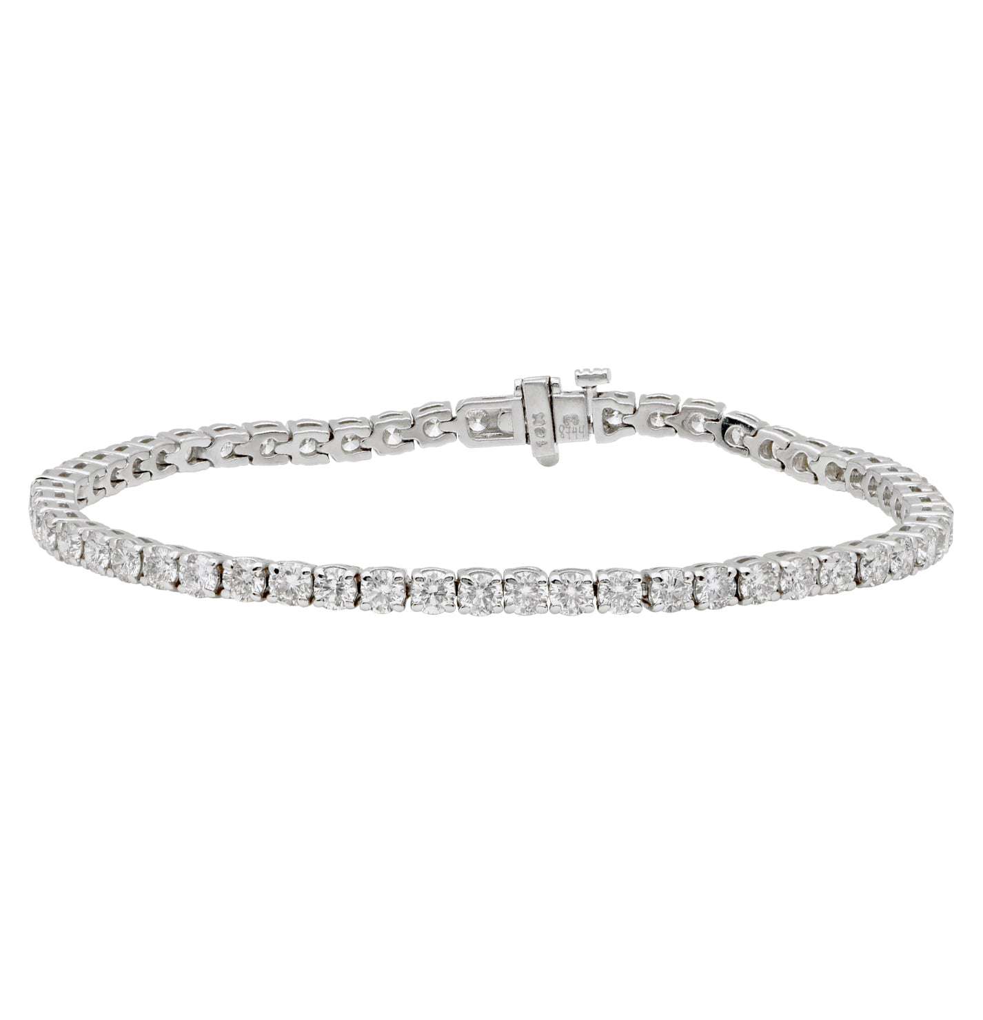 Exquisite 14K White Gold Diamond Bracelet with 51 Stones, 6.15 Carats by Vivid Diamonds, showcasing luxurious craftsmanship and sparkling brilliance.