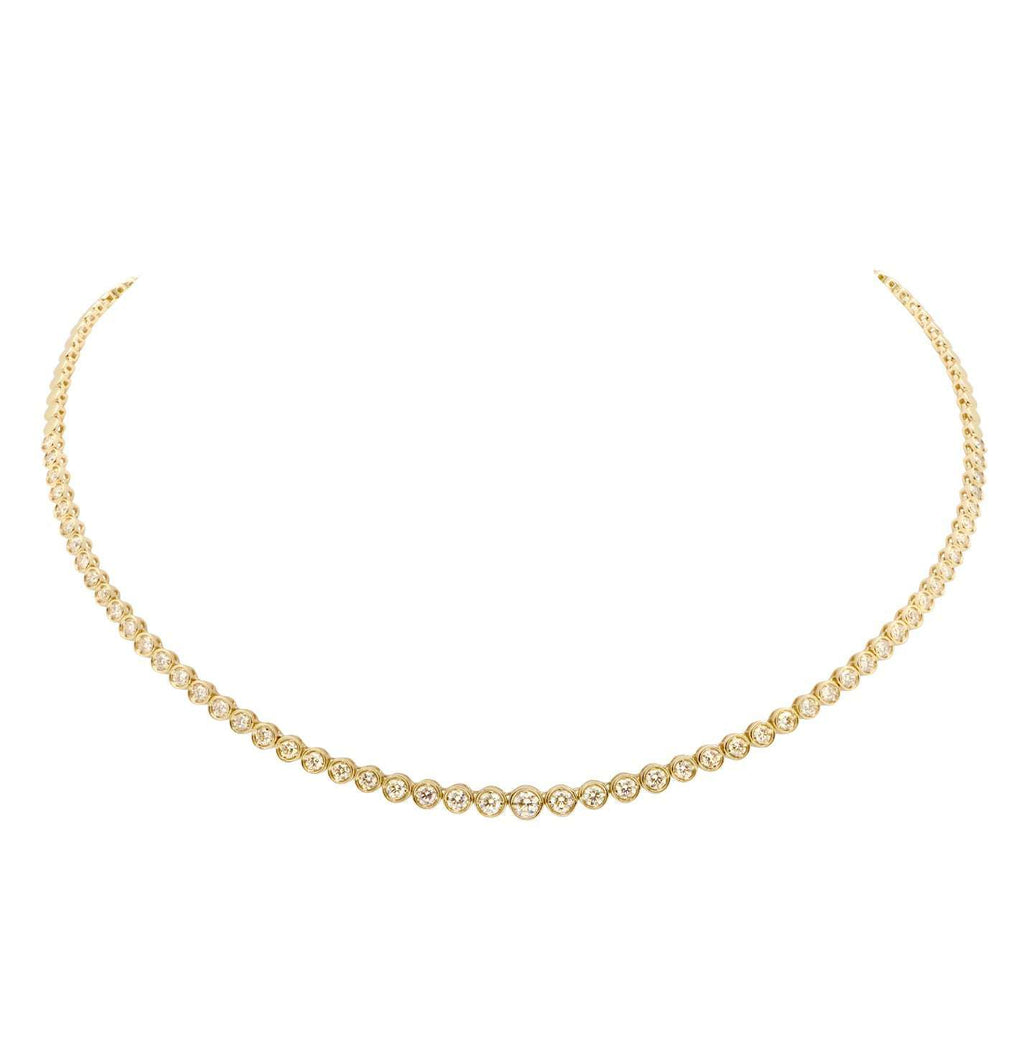 Exquisite 14K Yellow Gold Diamond Necklace featuring 55 brilliant diamonds totaling 3.49 carats by Vivid Diamonds, showcasing a sleek and elegant design that enhances any jewelry collection.