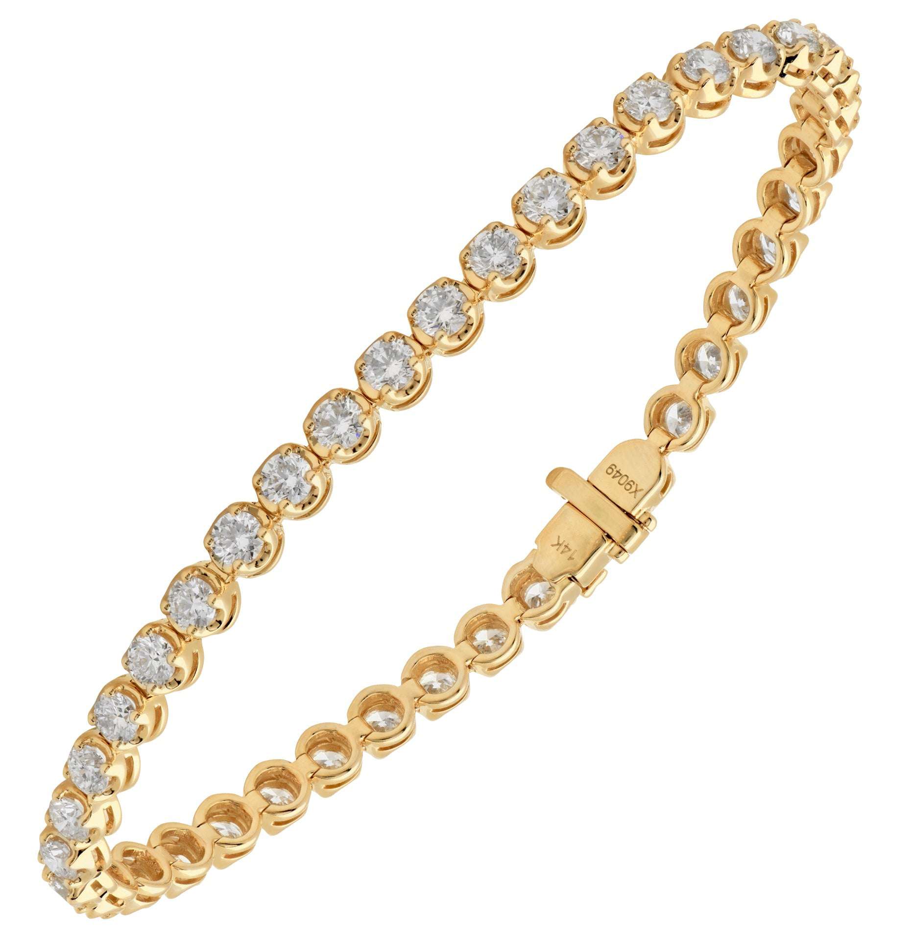 14K Yellow Gold Diamond Bracelet featuring 5.40 carats of Round Brilliant Diamonds by Vivid Diamonds. Exquisite elegance presented in a sophisticated design.