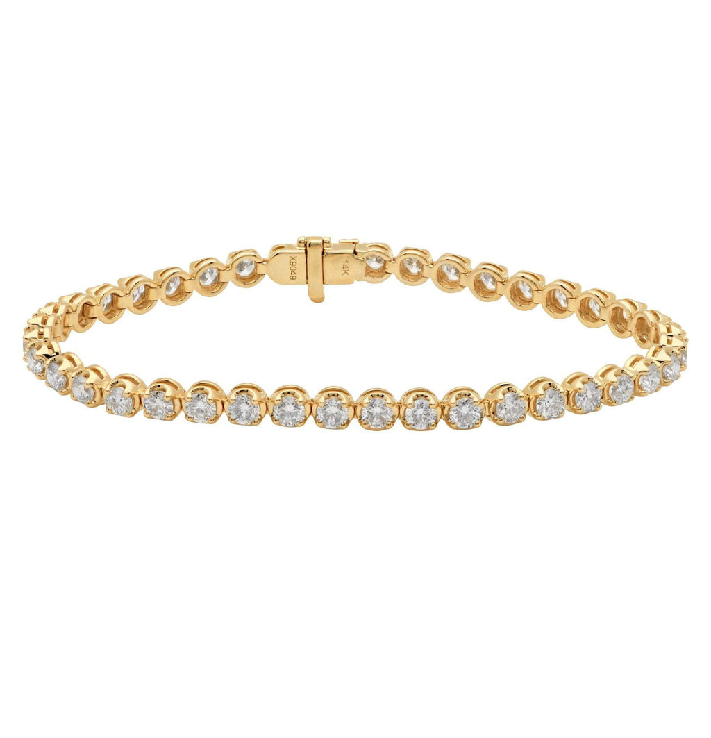 Elegant 14K Yellow Gold Diamond Bracelet with 5.40 carats of Round Brilliant Diamonds, showcasing luxury craftsmanship from Vivid Diamonds.