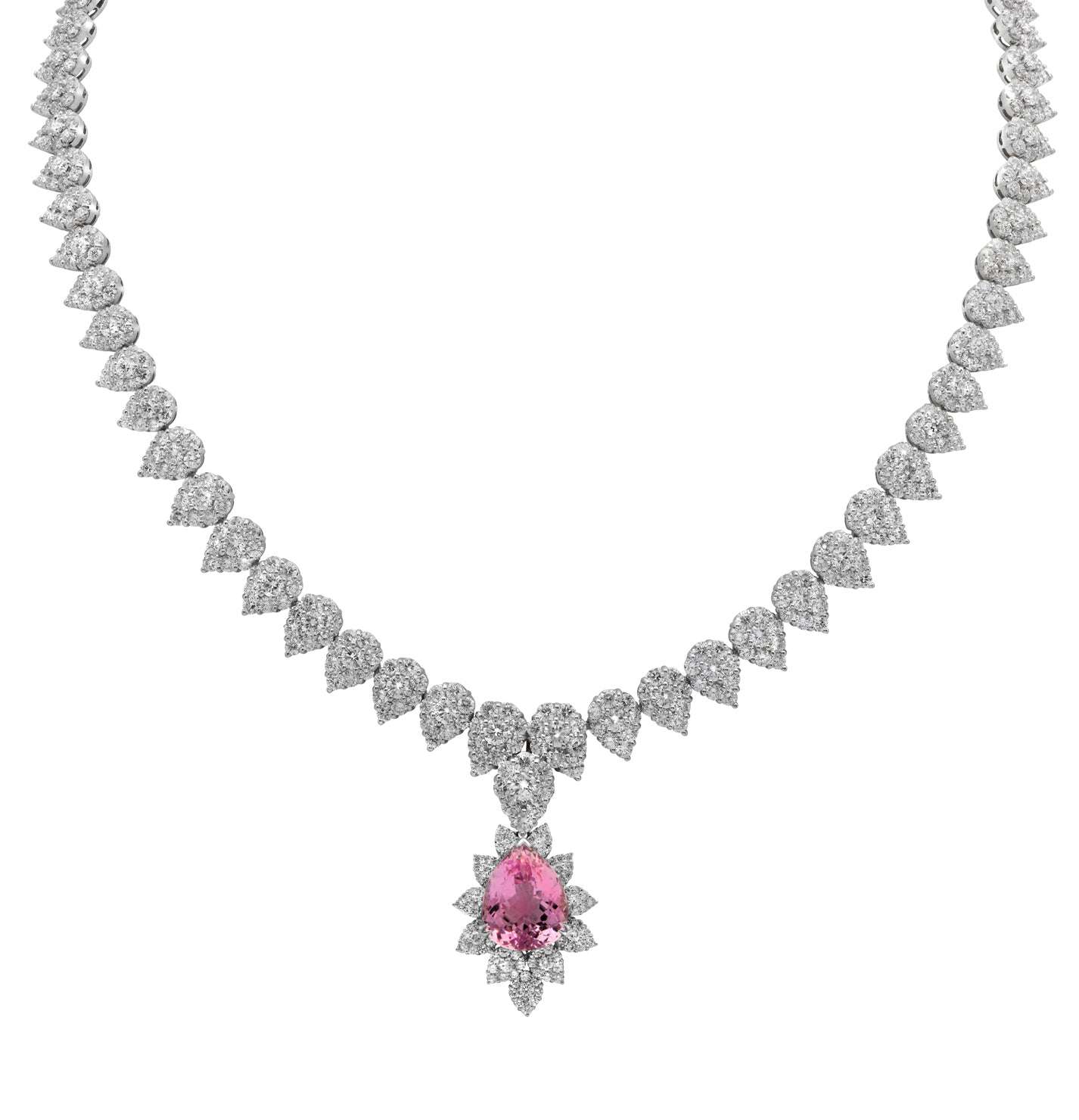 Radiant Elegance: 18k White Gold Diamond Necklace with Removable Morganite Pendant – V47340 Vivid Diamonds