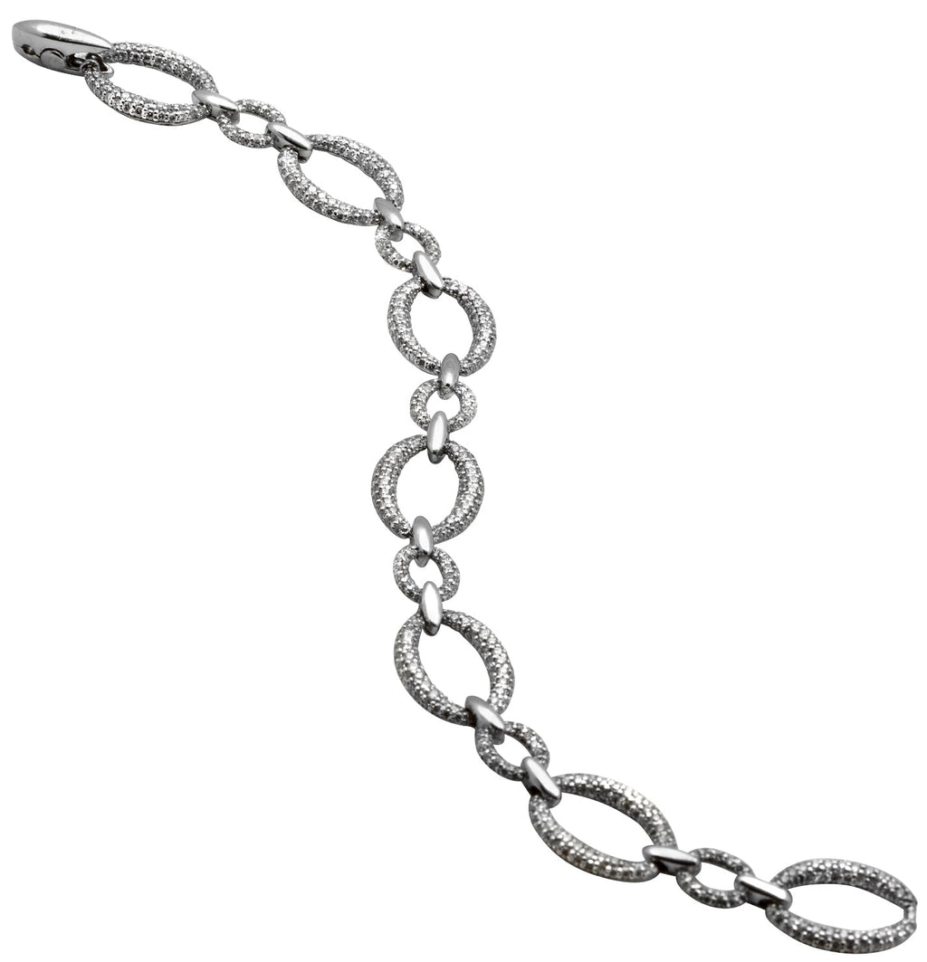 14K White Gold Diamond Bracelet by Vivid Diamonds featuring a stunning open-link design adorned with round brilliant-cut diamonds, blending elegance and luxury.