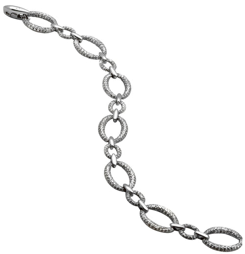 14K White Gold Diamond Bracelet by Vivid Diamonds featuring a stunning open-link design adorned with round brilliant-cut diamonds, blending elegance and luxury.