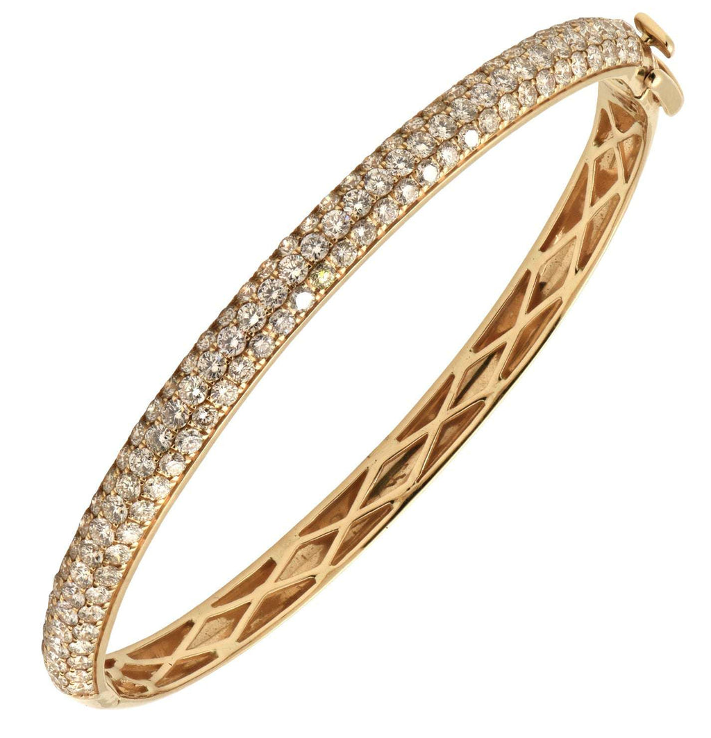 14K Yellow Gold Diamond Bracelet featuring 3.82ct Round Brilliant Diamonds by Vivid Diamonds, showcasing a stunning pavé design with 115 sparkling diamonds.
