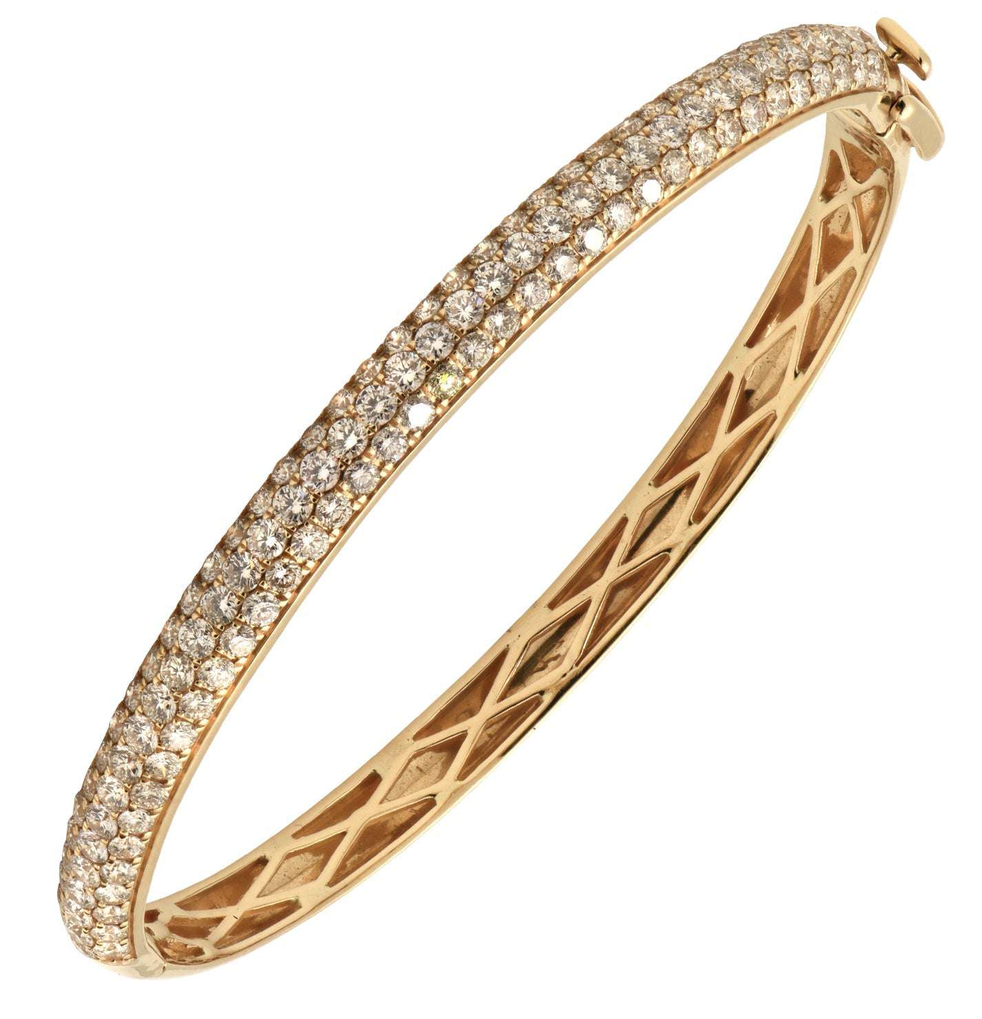 14K Yellow Gold Diamond Bracelet featuring 3.82ct Round Brilliant Diamonds by Vivid Diamonds, showcasing a stunning pavé design with 115 sparkling diamonds.