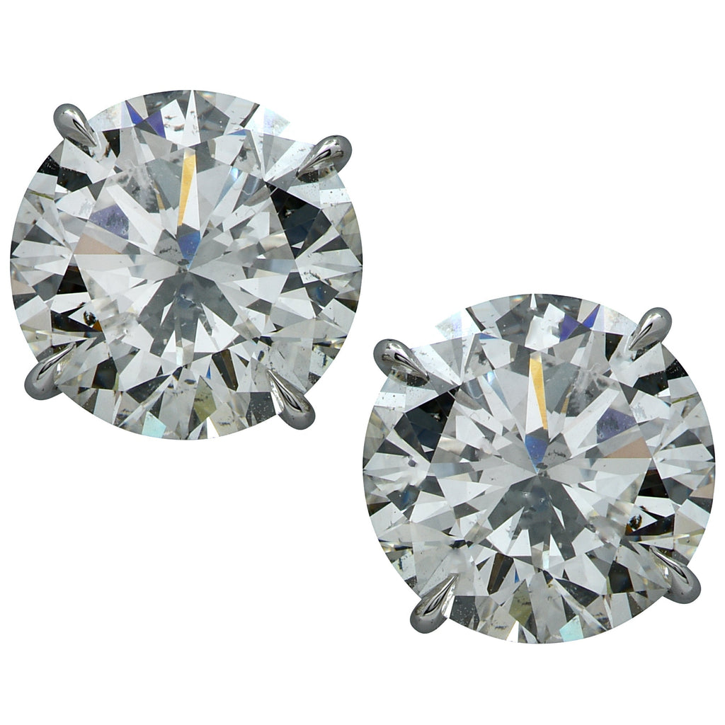 Stunning 3.41 Carat Round Brilliant Diamond & Platinum Stud Earrings from Vivid Diamonds, featuring VVS1 clarity and exceptional sparkle.