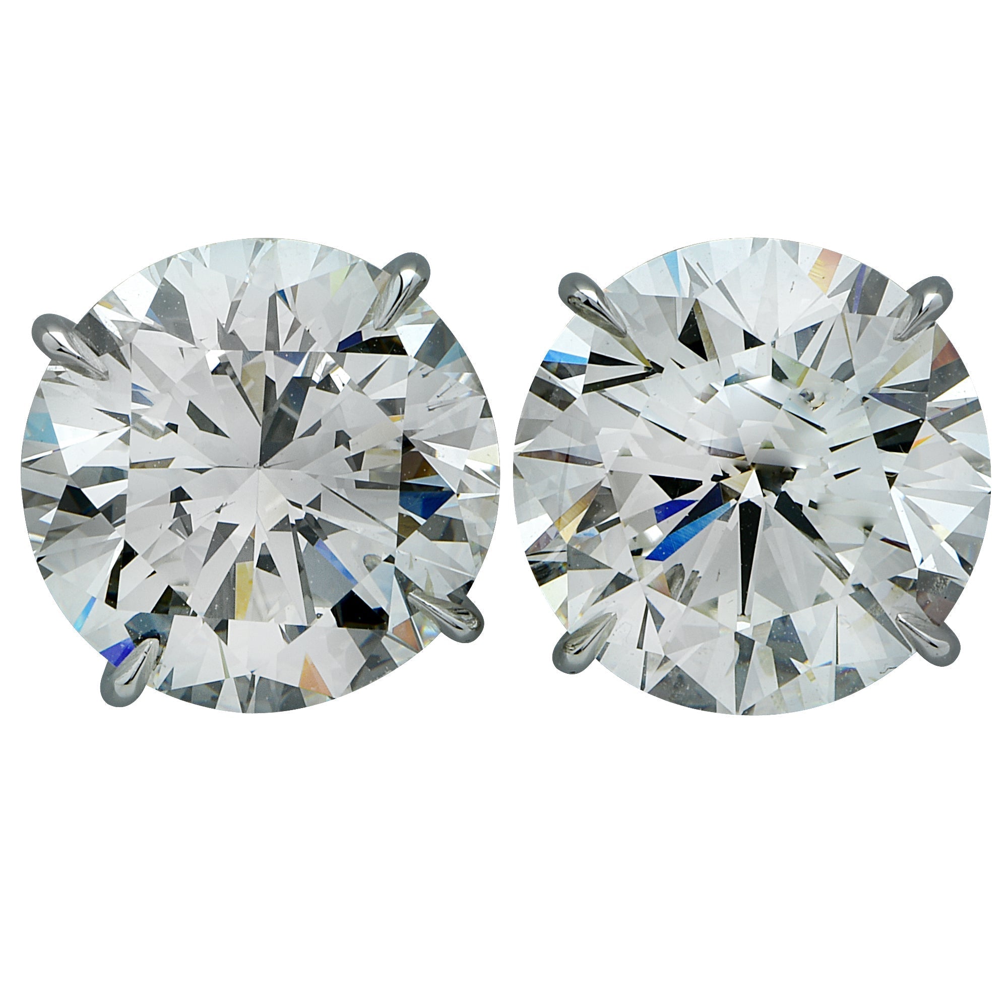 Luxury 3.41 Carat Round Brilliant Diamond & Platinum Stud Earrings by Vivid Diamonds, reflecting light with captivating brilliance.