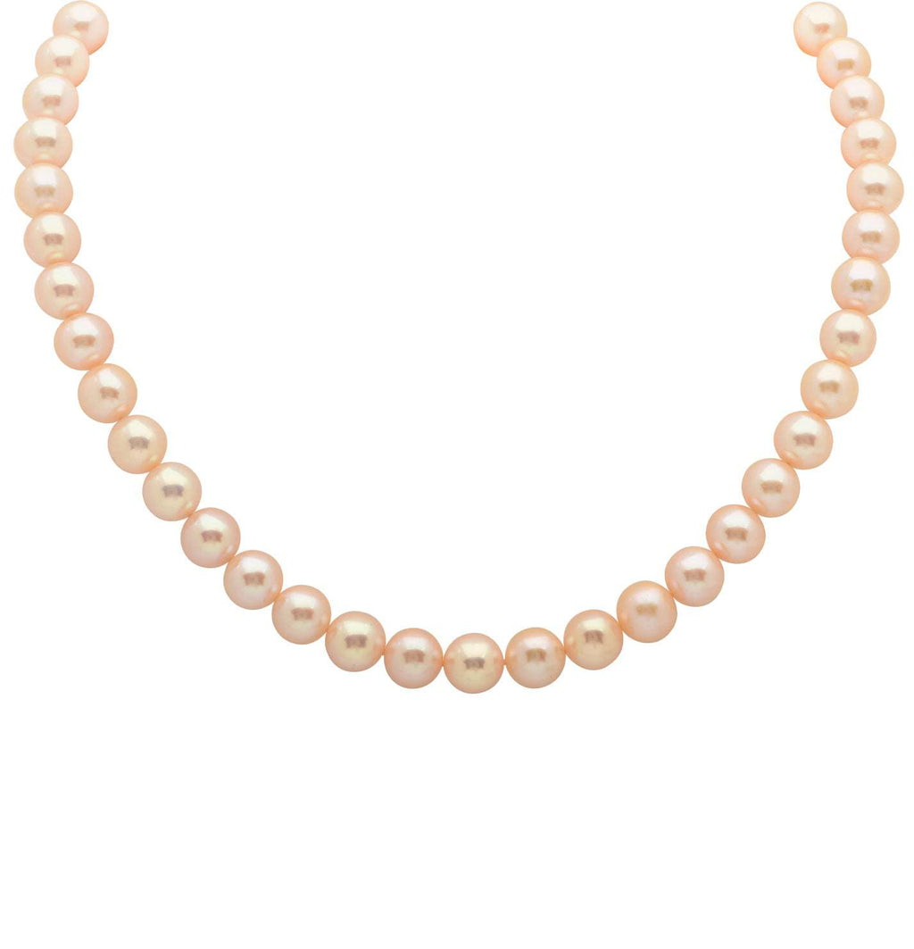 Elegant Pearl Necklace featuring a radiant strand of pearls complemented by a stunning 18K yellow gold heart clasp, a luxurious design by Vivid Diamonds.