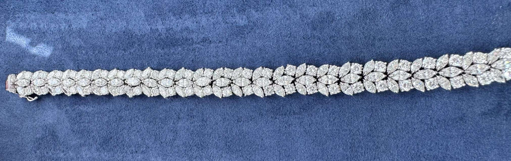 Stunning Piranessi 20Ct Diamond Bracelet by Vivid Diamonds, featuring a luxurious design in 18K white gold with marquise and round brilliant cut diamonds, showcasing exquisite craftsmanship and brilliance.