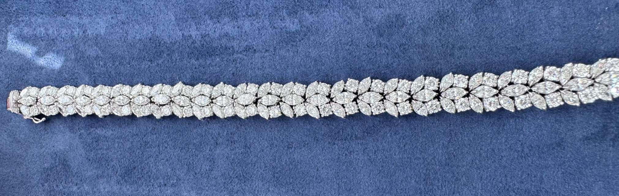 Stunning Piranessi 20Ct Diamond Bracelet by Vivid Diamonds, featuring a luxurious design in 18K white gold with marquise and round brilliant cut diamonds, showcasing exquisite craftsmanship and brilliance.