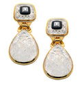 David Webb 18K Yellow Gold & Platinum Rock Crystal Dangle Earrings with Diamonds - V48549 showcasing carved rock crystal drops and diamond accents in an elegant design by Vivid Diamonds.