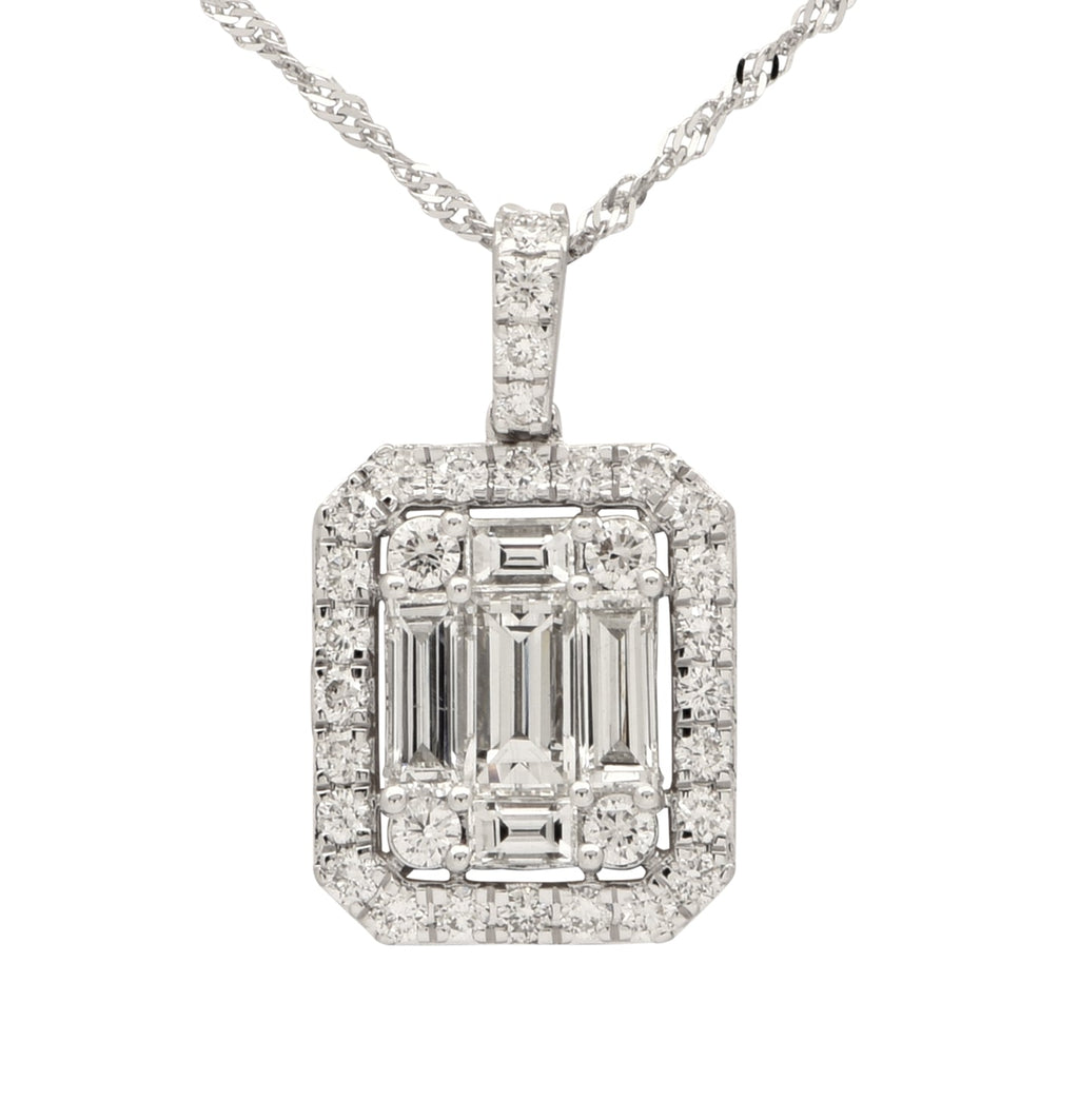 Elegant 1.85 Carat Diamond Pendant Necklace in 14K White Gold featuring a sophisticated geometric design by Vivid Diamonds.