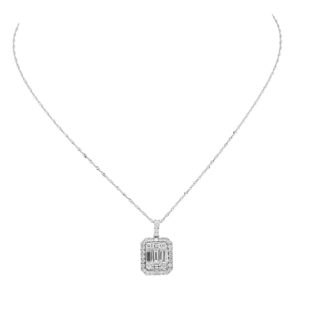 Stunning 1.85 Carat Diamond Pendant Necklace in 14K White Gold, showcasing a refined geometric design by Vivid Diamonds.