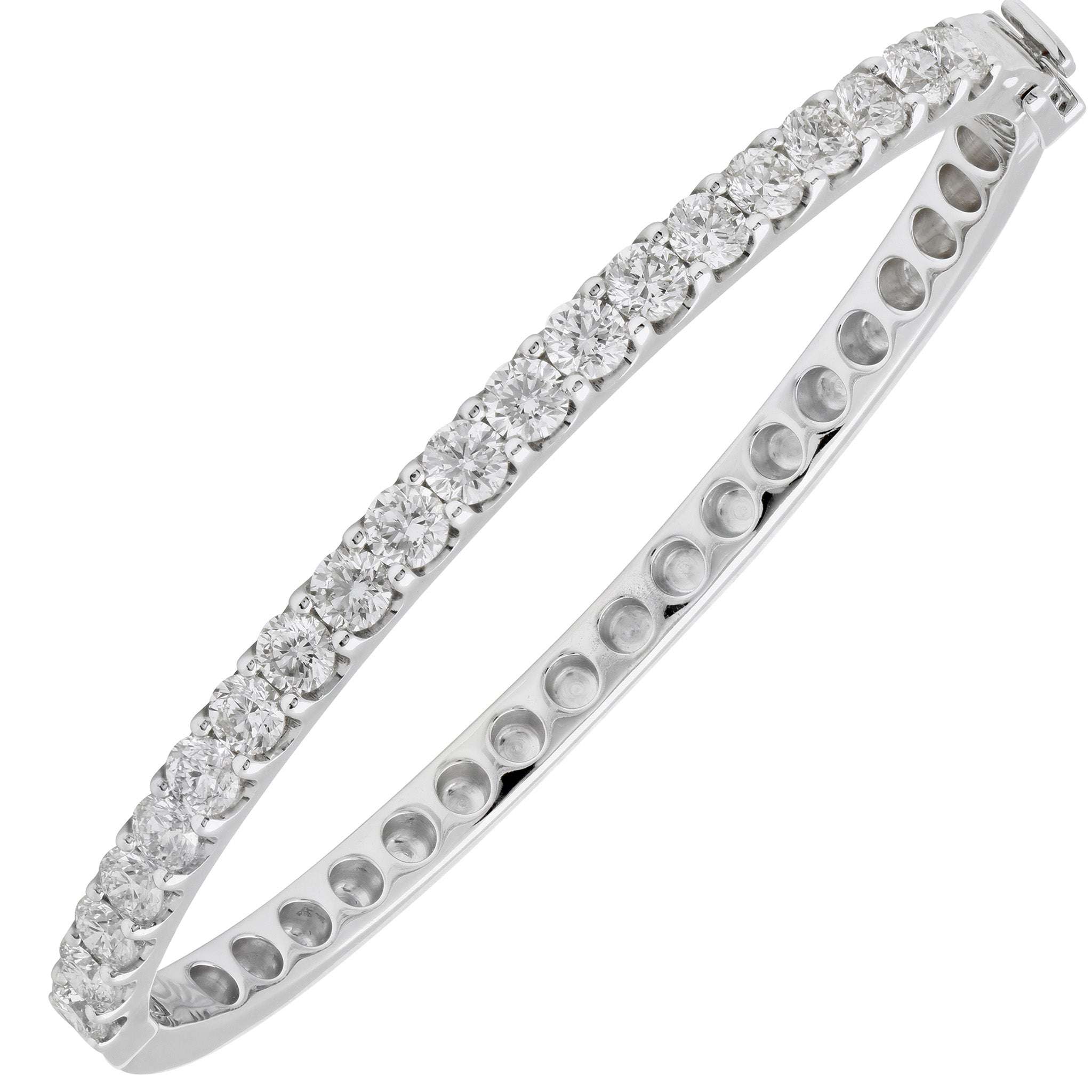 VIVID 4ct Round Brilliant Diamond Bangle in 14k White Gold - V49405 Vivid Diamonds