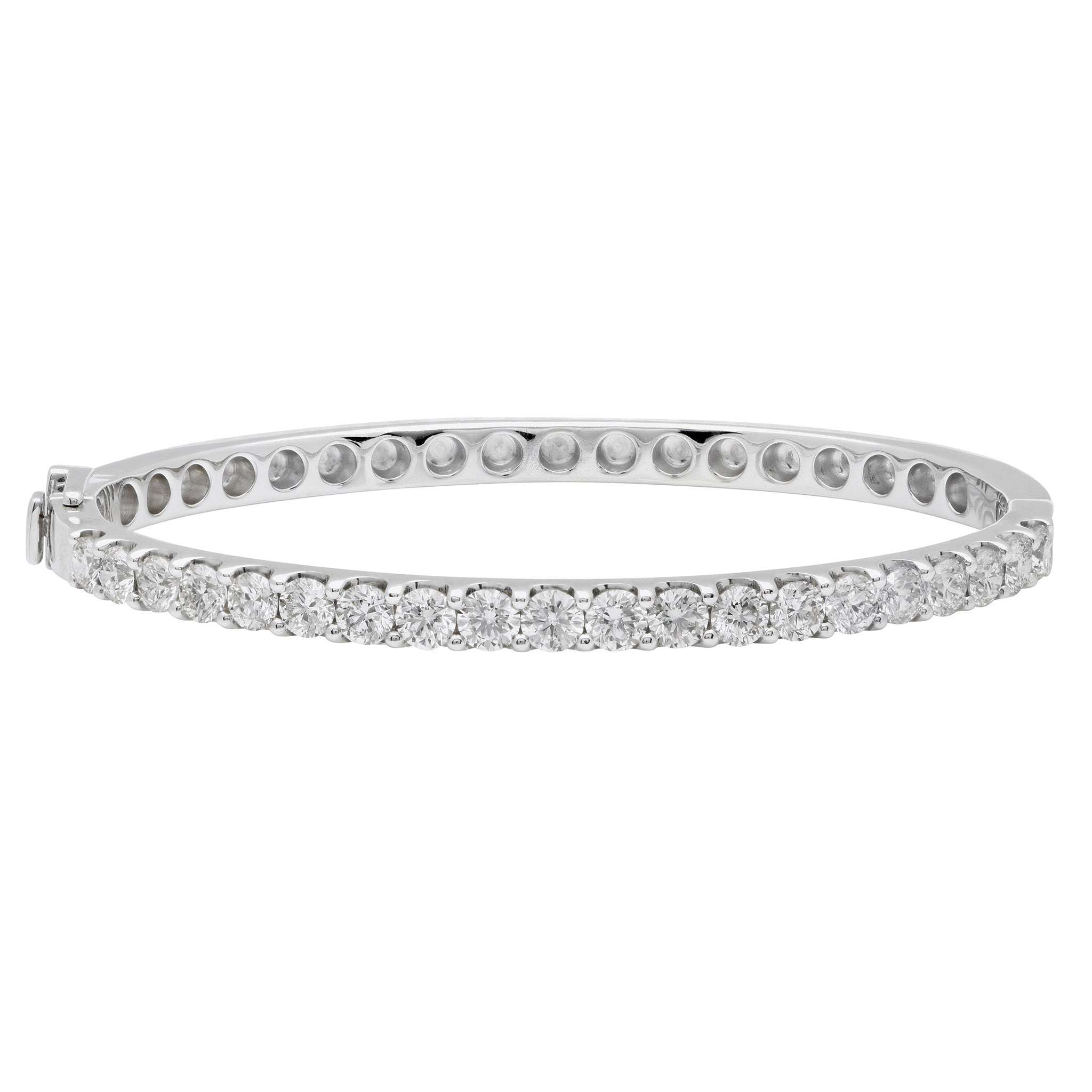 VIVID 4ct Round Brilliant Diamond Bangle in 14k White Gold - V49405 Vivid Diamonds