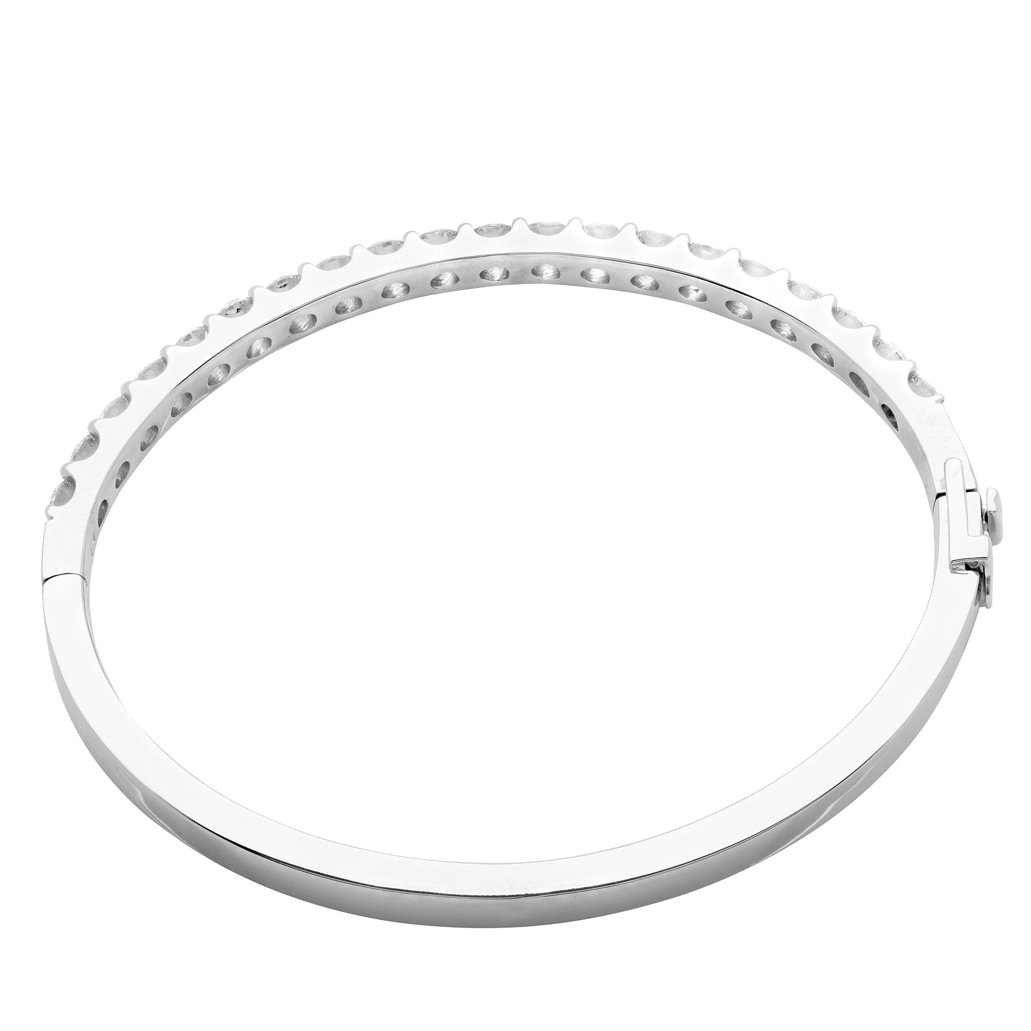 VIVID 4ct Round Brilliant Diamond Bangle in 14k White Gold - V49405 Vivid Diamonds