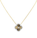 Elegant 14K White & Yellow Gold Necklace featuring a unique floral design with 33 Round Brilliant Diamonds, totaling 0.92 Carats from Vivid Diamonds, embodying luxury and sophistication.