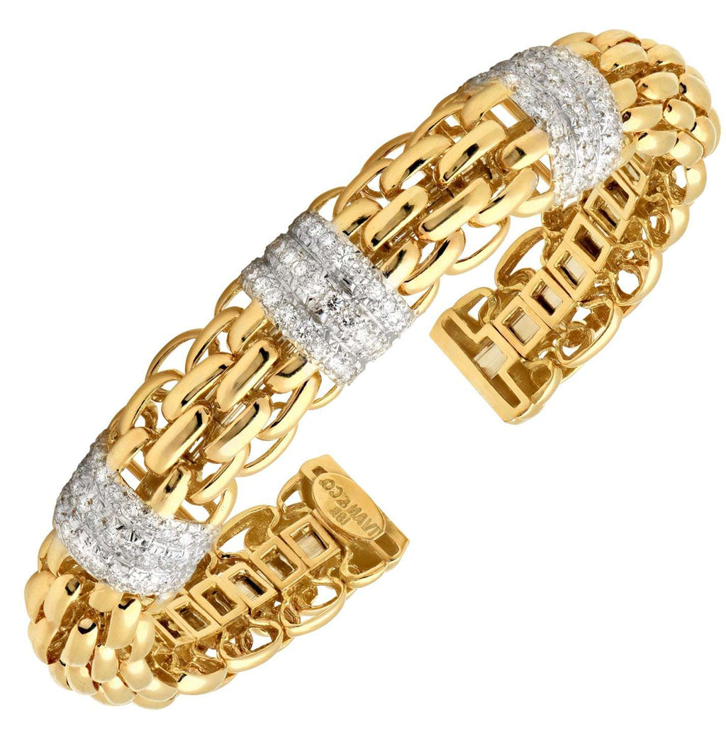 Luxurious 18k Yellow & White Gold Diamond Link Bracelet with 2.00ct Round Brilliants by Vivid Diamonds, showcasing exquisite craftsmanship and elegant design.
