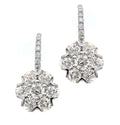 18k White Gold Diamond Dangle Flower Cluster Earrings – V49760
