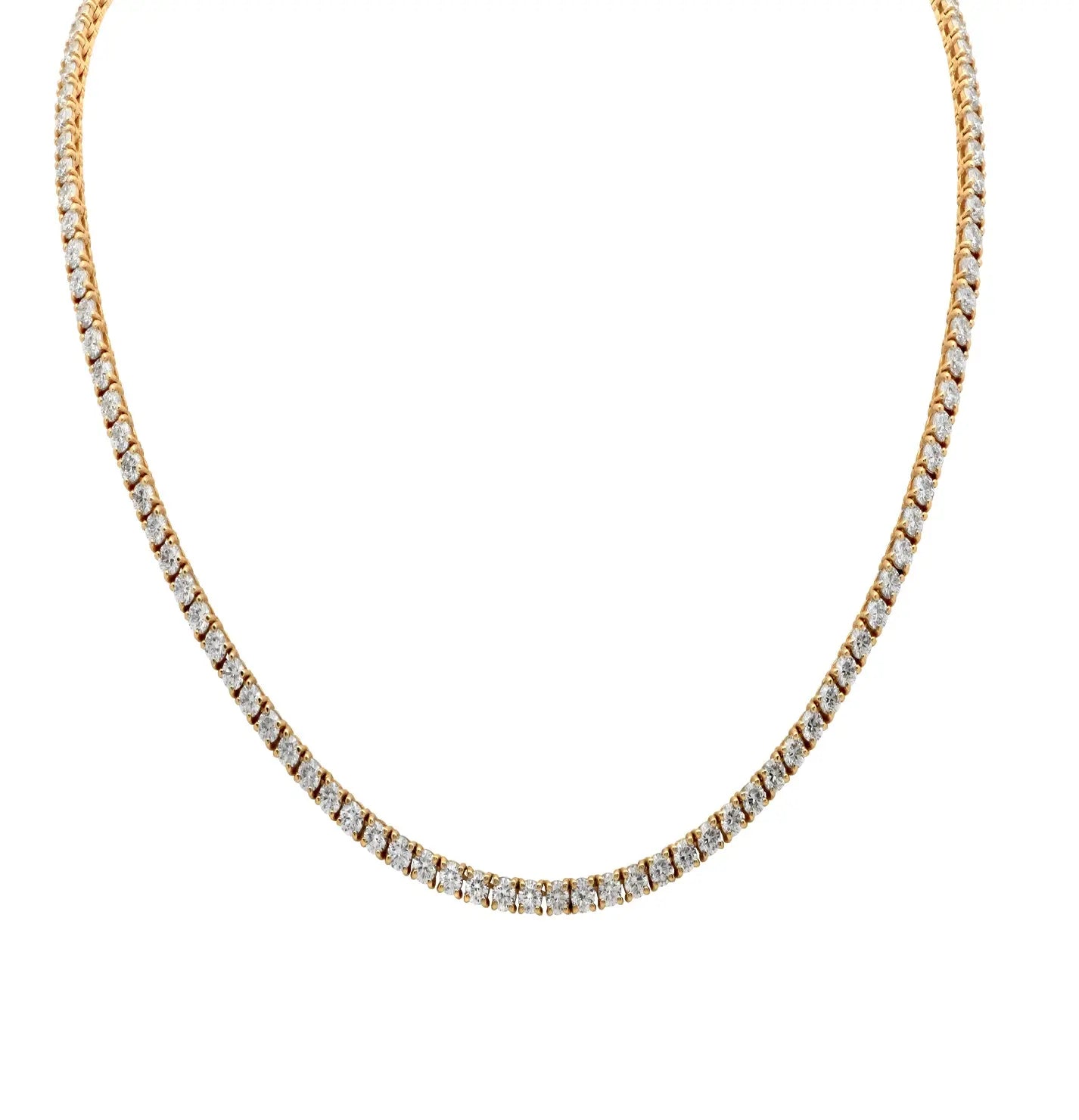 14K yellow gold diamond necklace by Vivid Diamonds featuring 145 brilliant diamonds totaling 11.93 carats, showcasing exceptional craftsmanship and elegant design.