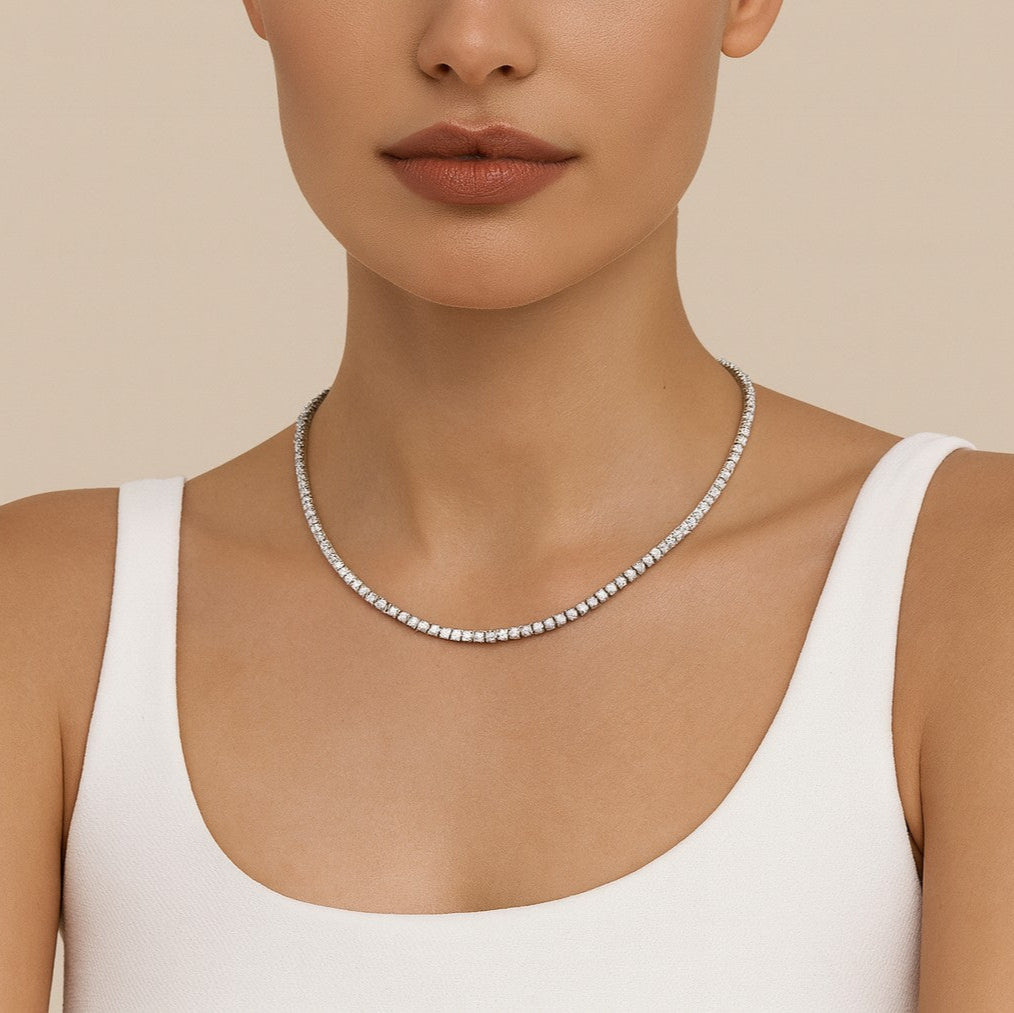 14k White Gold 12.48ct Diamond Necklace – V49810