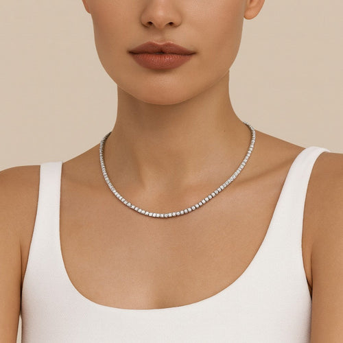 14k White Gold 12.48ct Diamond Necklace – V49810