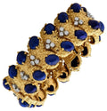 Exquisite 18K Gold Vintage Bracelet featuring 44 brilliant diamonds and rich lapis lazuli by Vivid Diamonds, showcasing mid-century elegance and luxury craftsmanship.