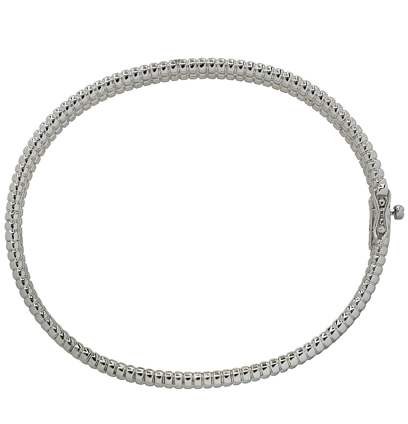Elegant Vivid Diamonds 2.88 Carat Diamond Bangle Bracelet showcasing a smooth white gold design with a hidden box clasp, perfect for luxury jewelry collections.