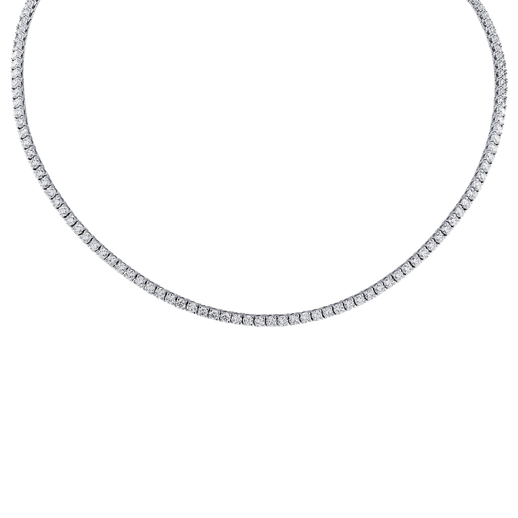 12.55ct Round Brilliant Diamond Necklace in 18k White Gold by Vivid Diamonds, showcasing a stunning array of round brilliant diamonds set in a classic white gold design.