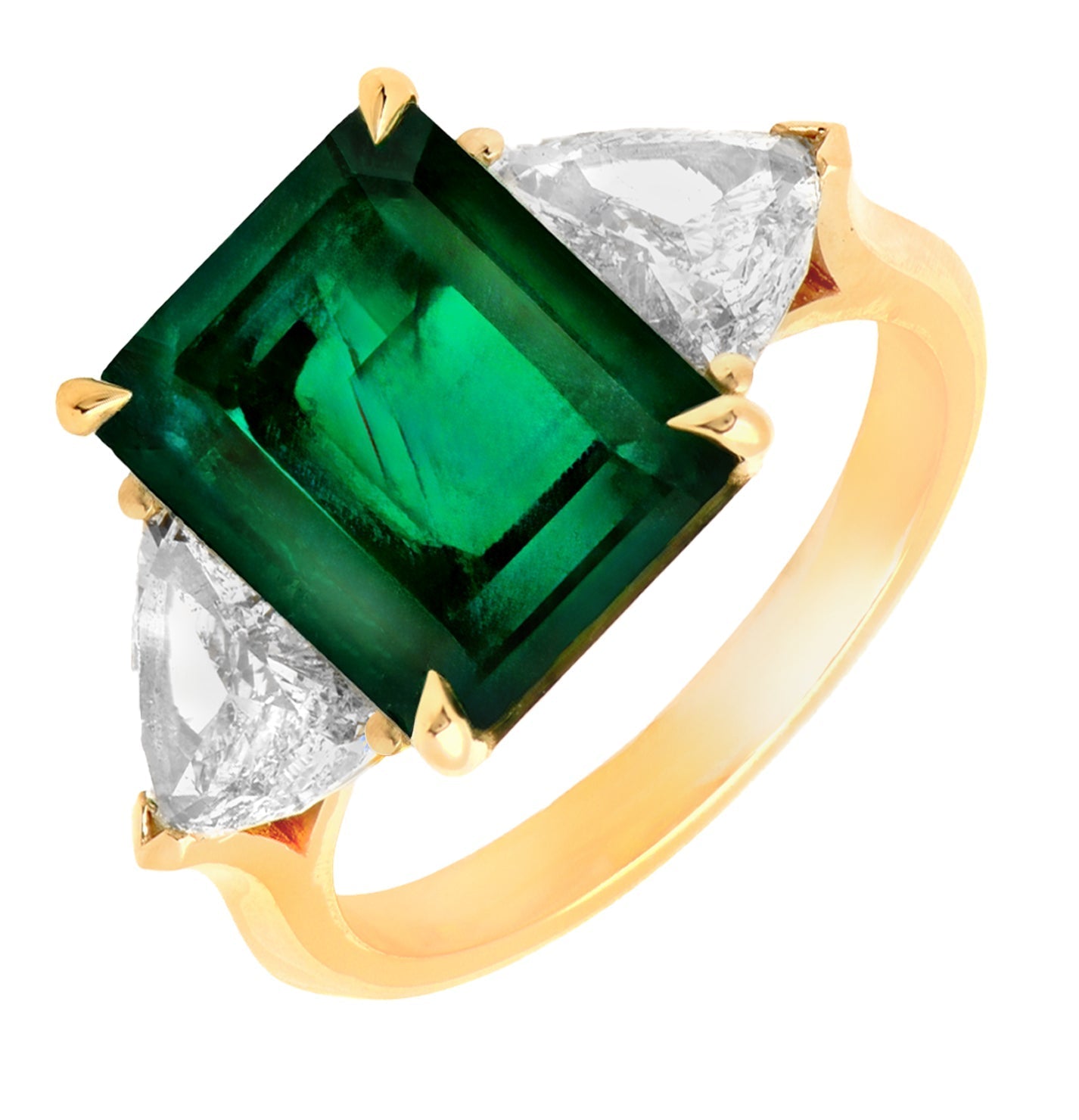 18k Yellow Gold 4.56ct Emerald & Diamond Ring – V50505