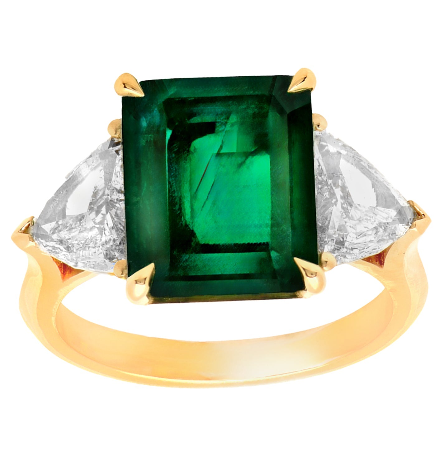 18k Yellow Gold 4.56ct Emerald & Diamond Ring – V50505