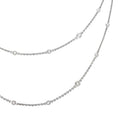 Elegant 18K White Gold Diamond Necklace with 2.2ct Round Brilliant Diamonds by Vivid Diamonds displayed gracefully against a white background, showcasing the necklace's exquisite design and diamond arrangement.
