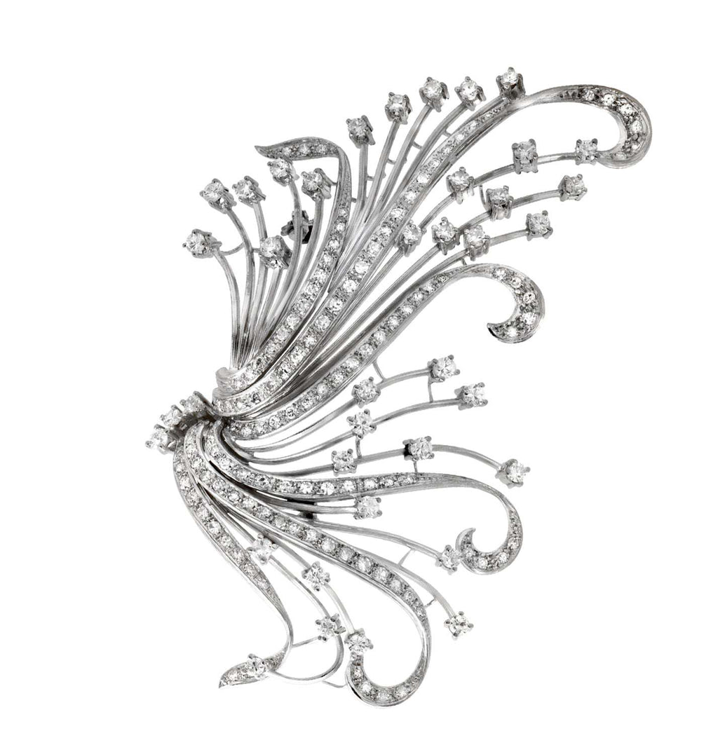 Exquisite 2.50ct Diamond Brooch in 18k White Gold by Vivid Diamonds – An intricate design highlighting the brilliance of diamonds with a sophisticated, luxurious appeal.