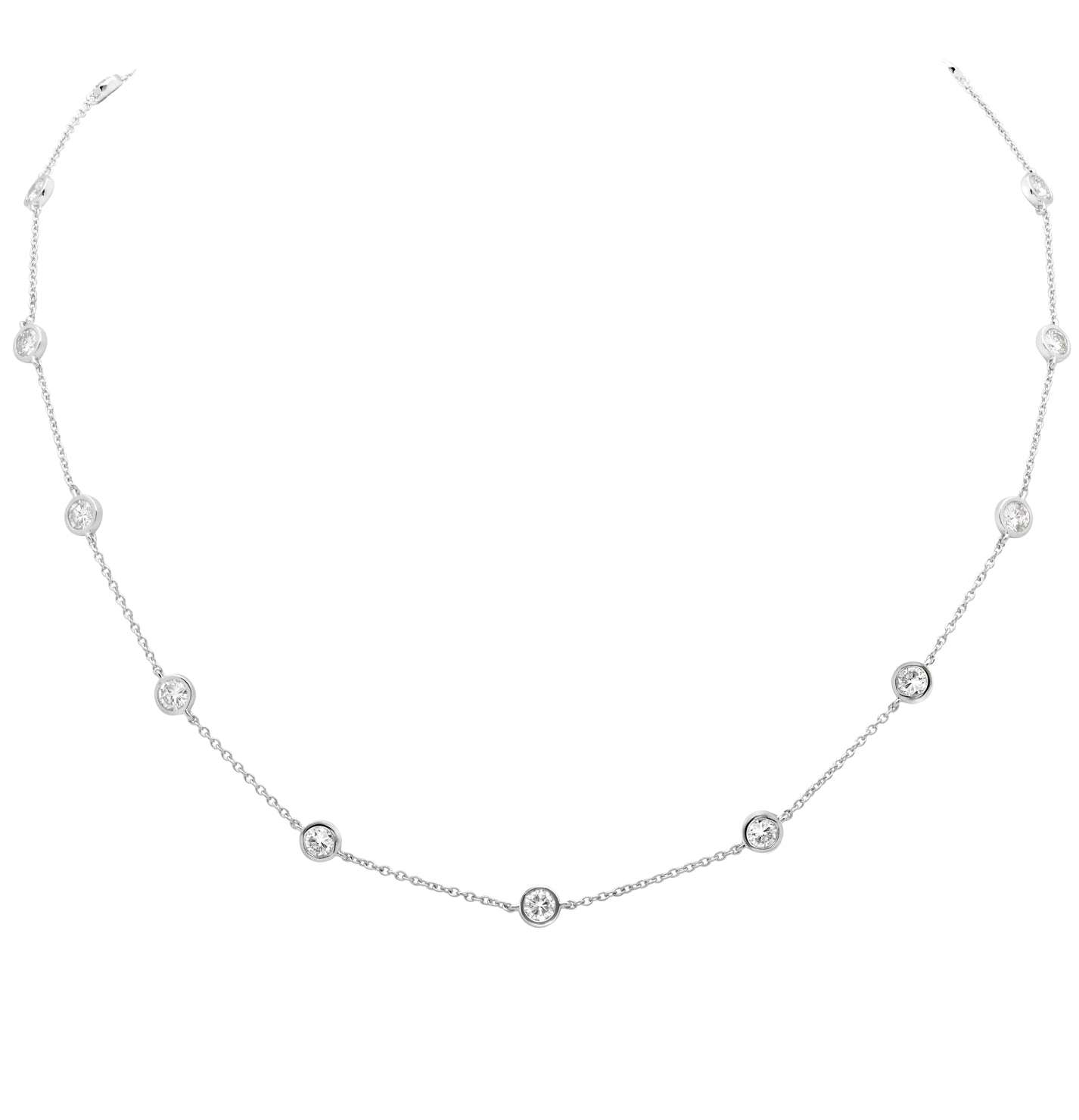 14k White Gold Round Diamond Necklace – V50539