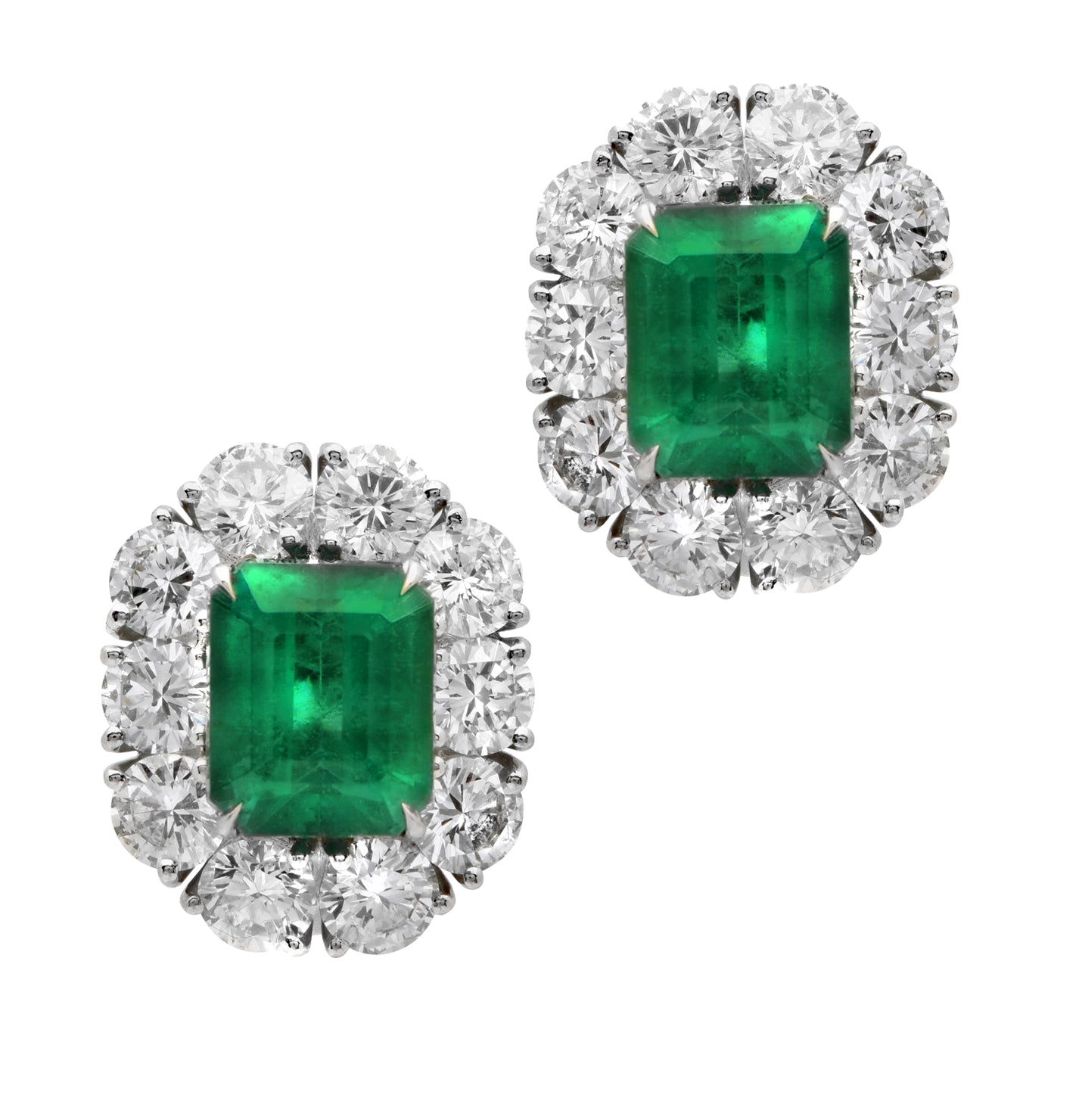 Platinum 5.69ct Emerald & Diamond Earrings – V50548