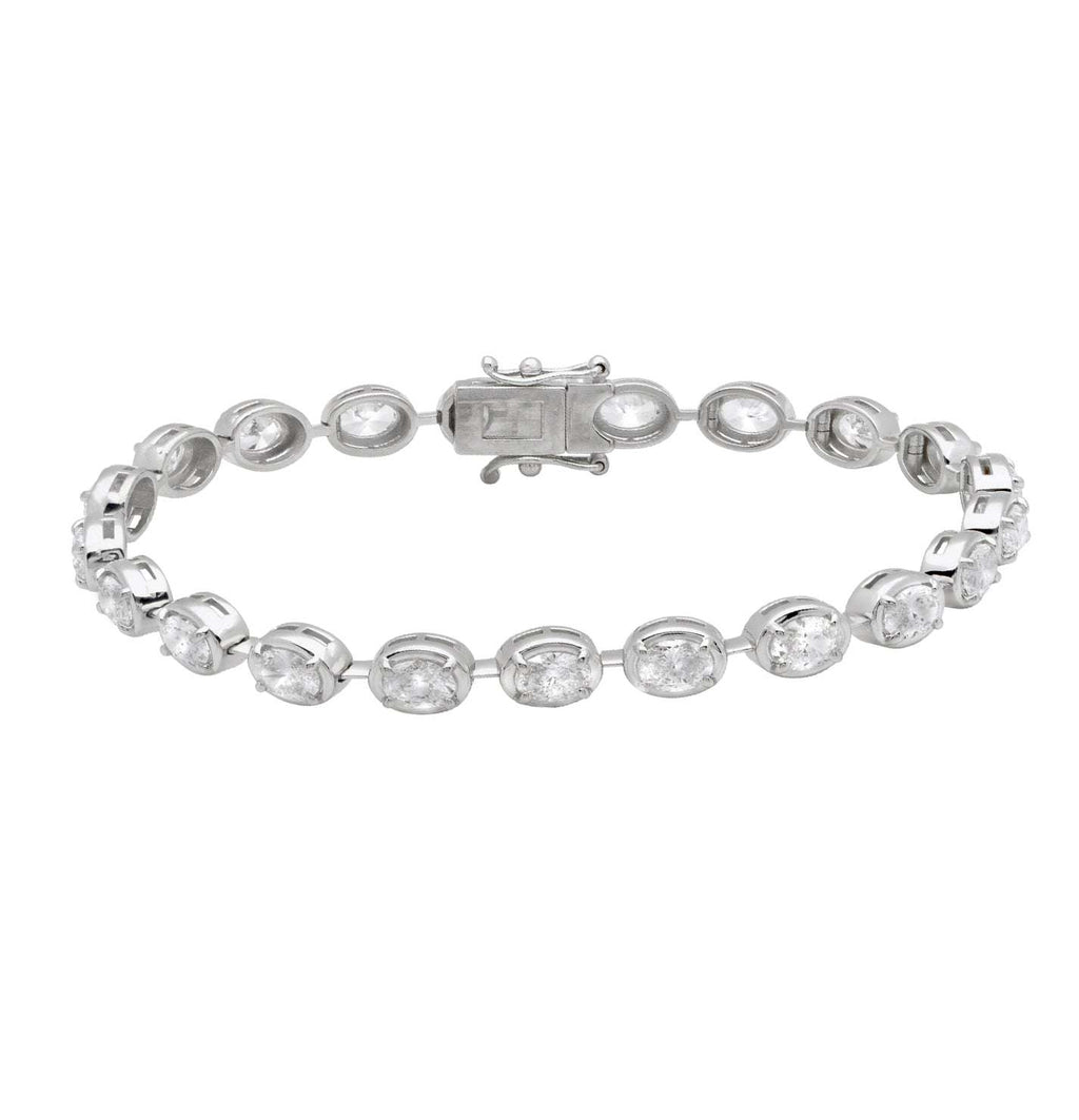 14k White Gold 5.18ct Oval Diamond Bracelet – V50699