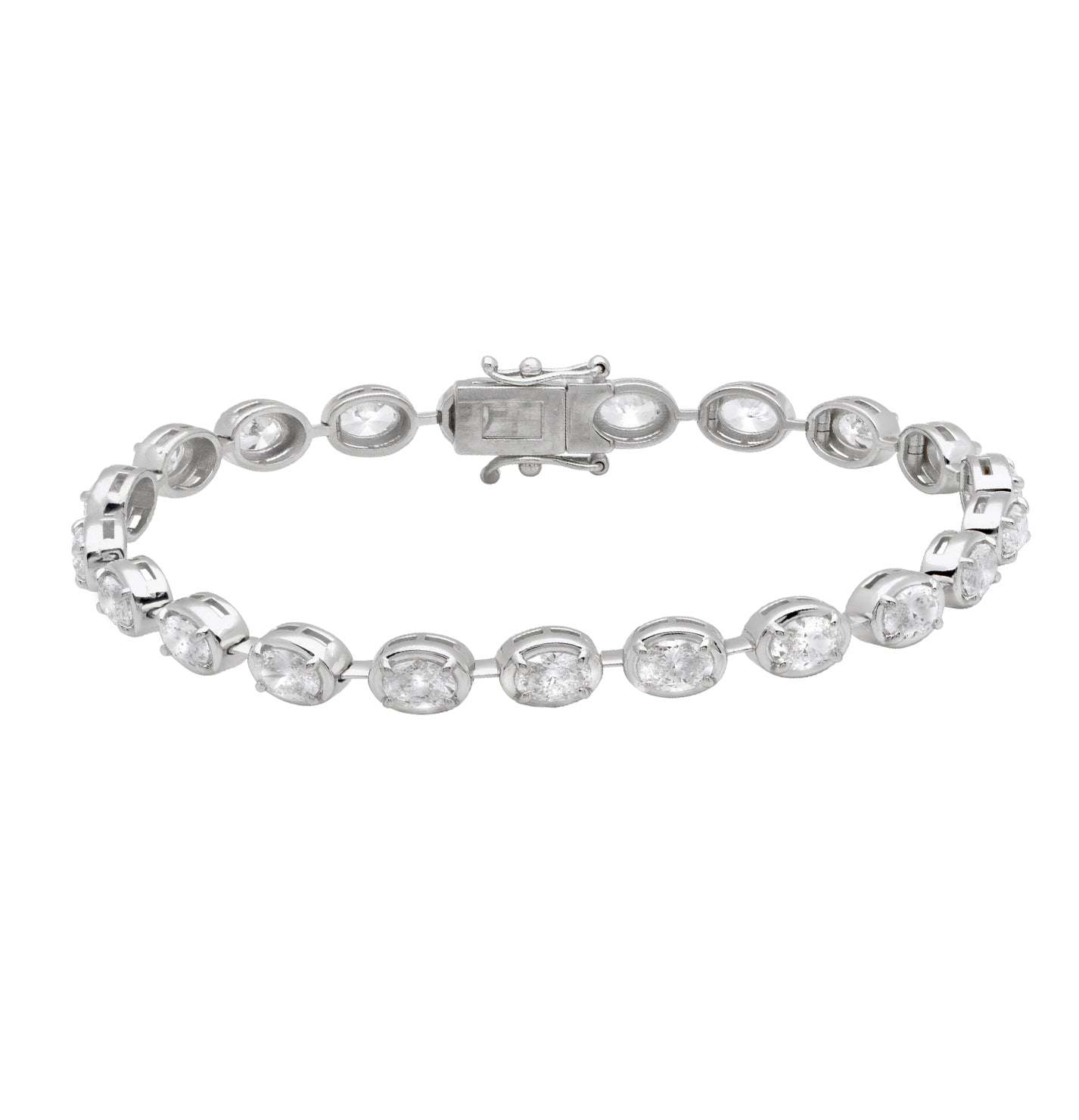 14k White Gold 5.18ct Oval Diamond Bracelet – V50699