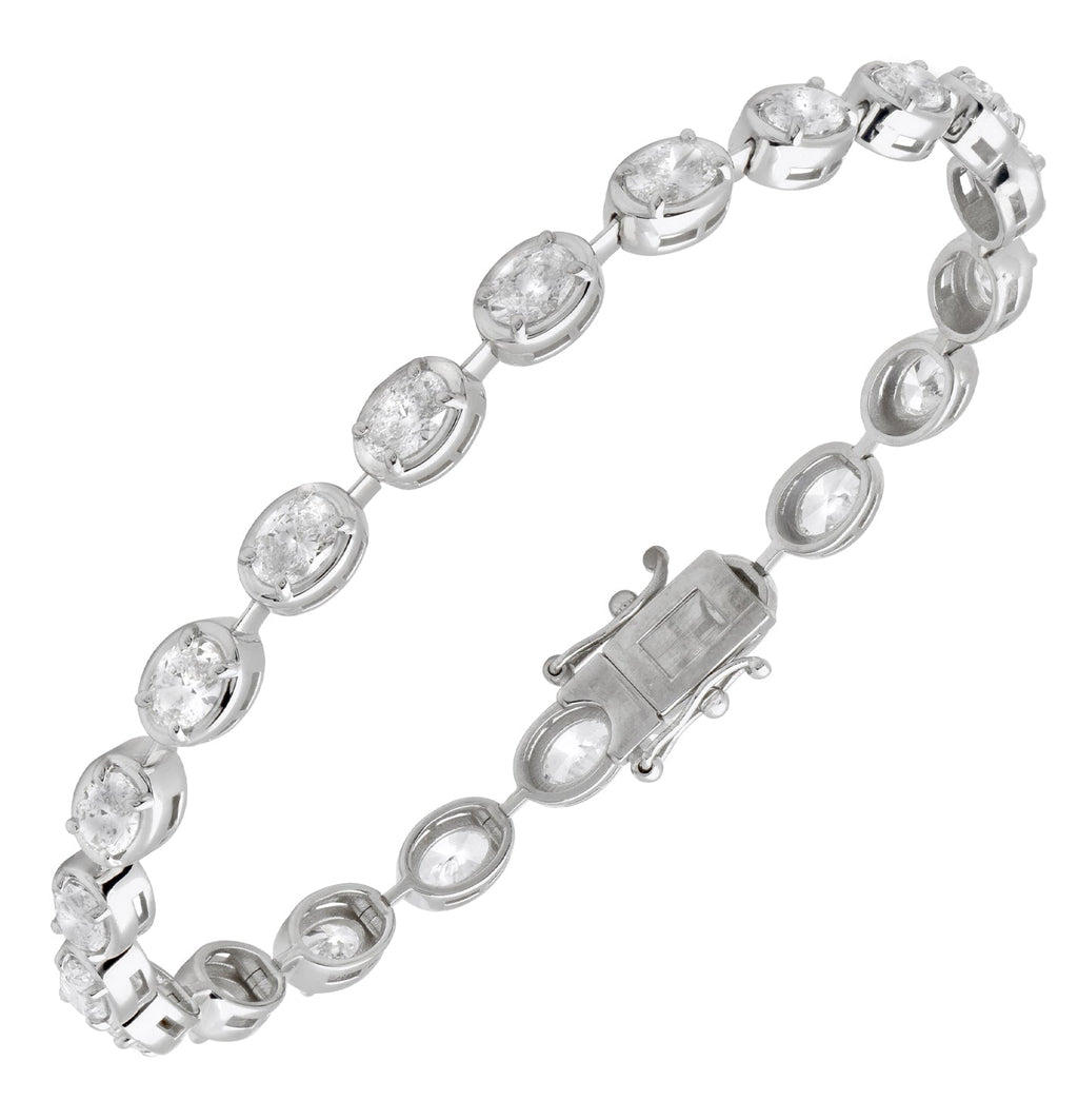 14k White Gold 5.18ct Oval Diamond Bracelet – V50699